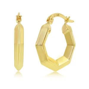 14K Y Gold 22X20mm Geometric Hoop Earrings