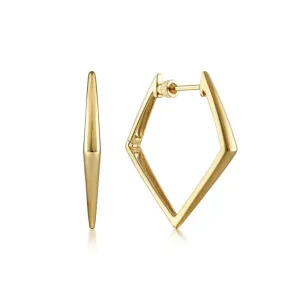 14K Y Gold 30mm Triangular Classic Hoop Earrings