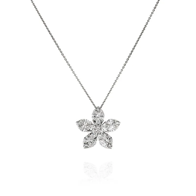 18CT WHITE GOLD DIAMOND FLOWER NECKLACE