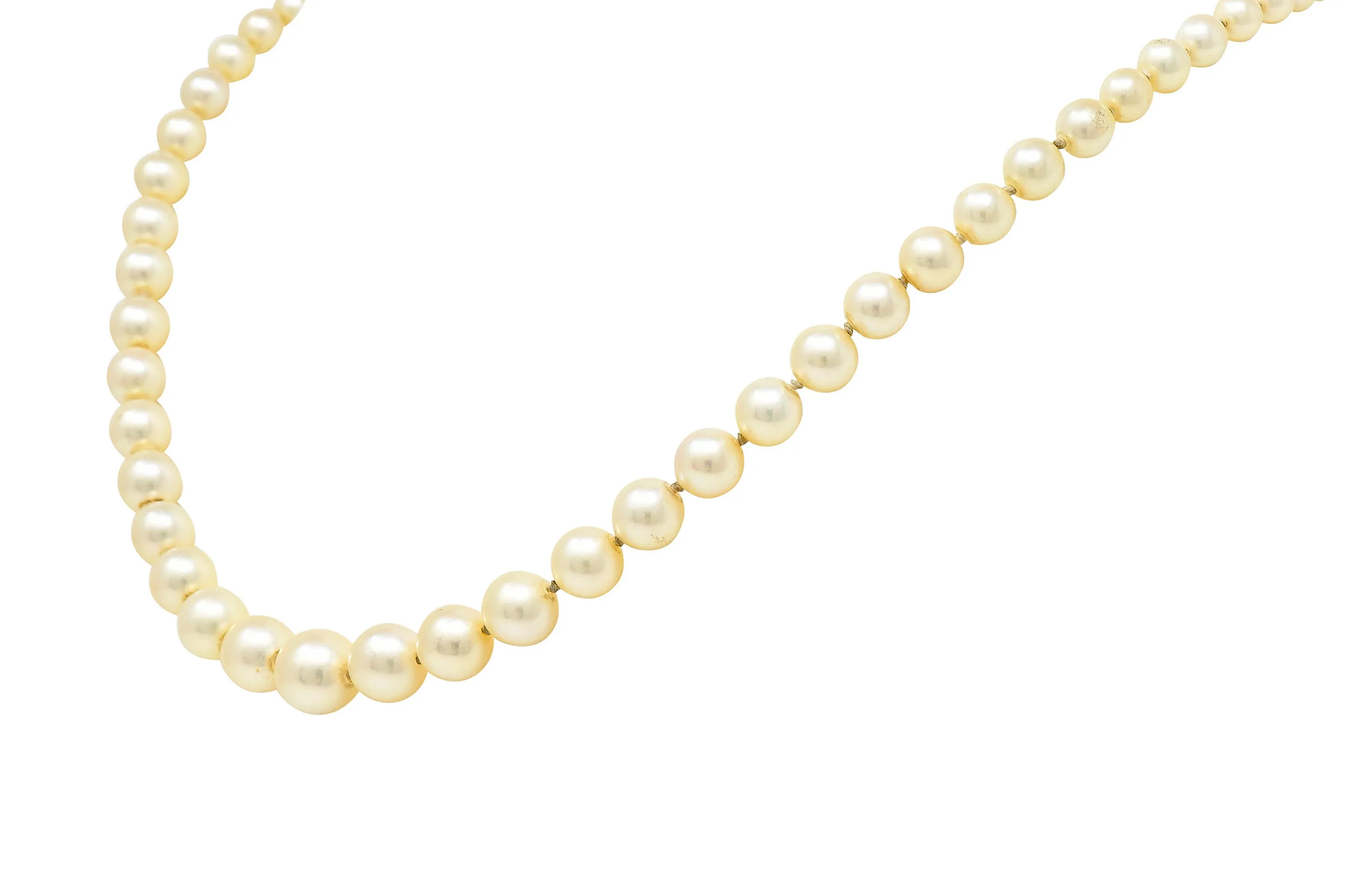 1930's Art Deco 0.50 CTW Diamond Pearl Platinum Strand Necklace