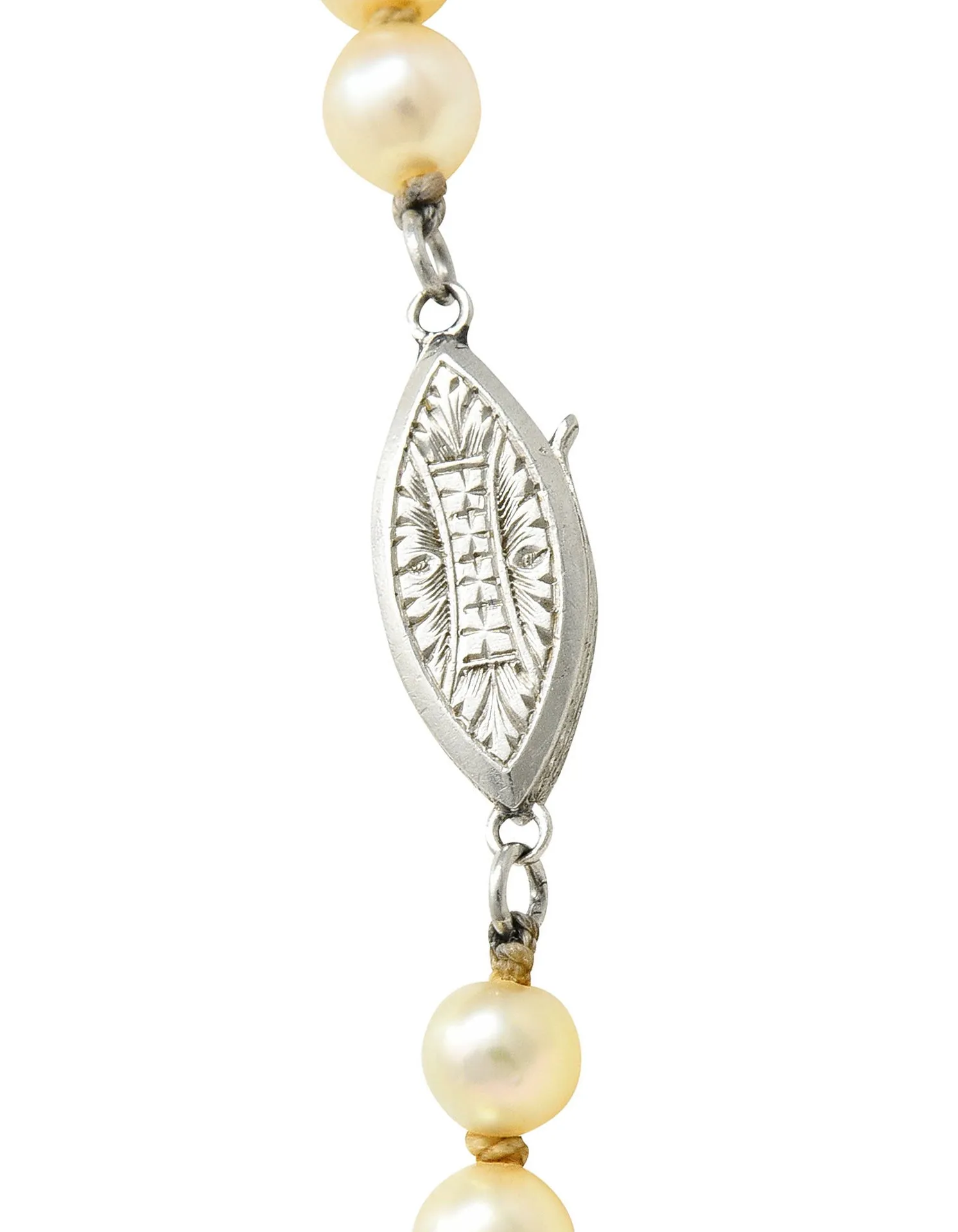 1930's Art Deco 0.50 CTW Diamond Pearl Platinum Strand Necklace