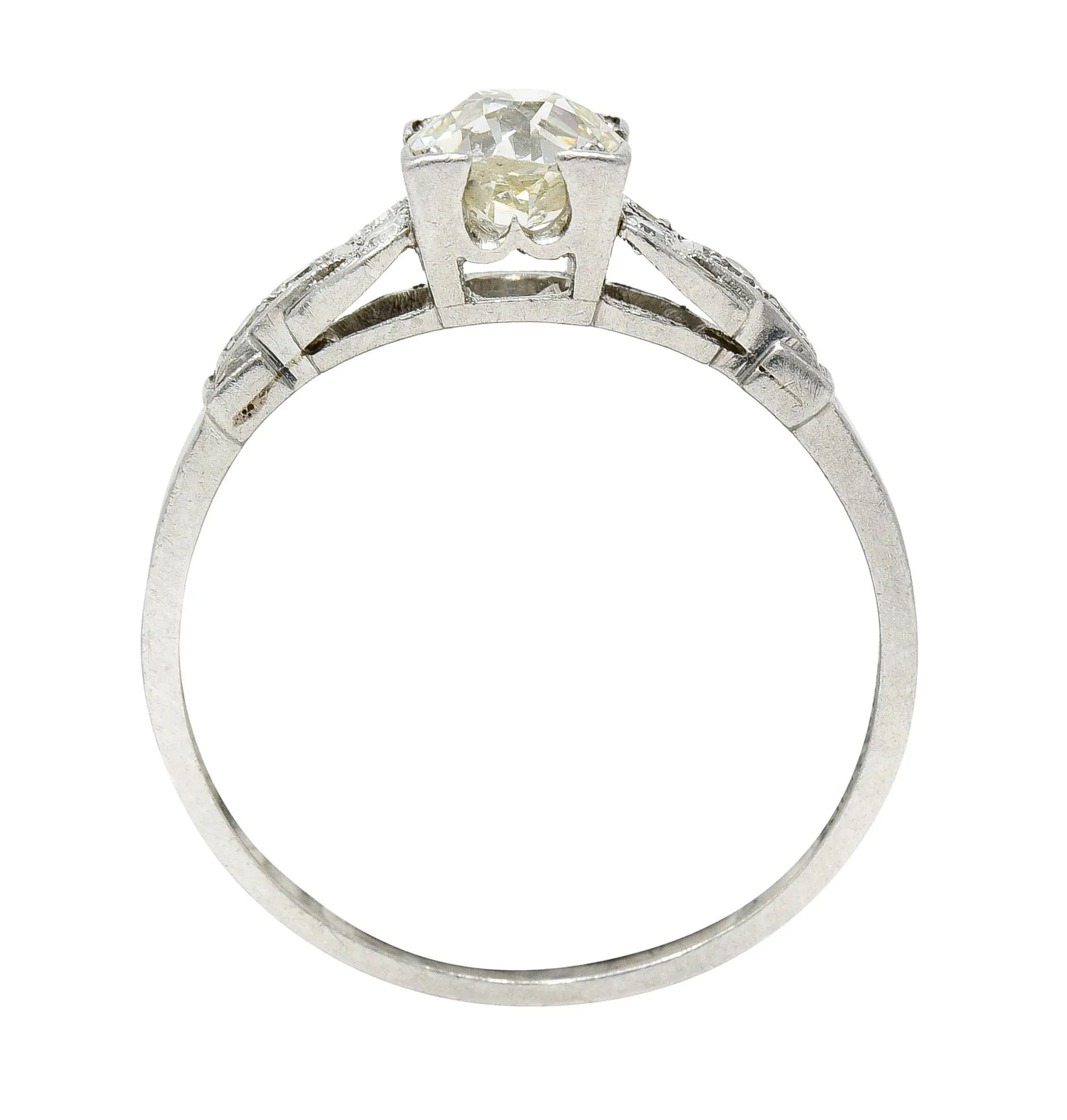 1930's Art Deco 1.00 CTW Diamond Platinum Buckle Engagement Ring