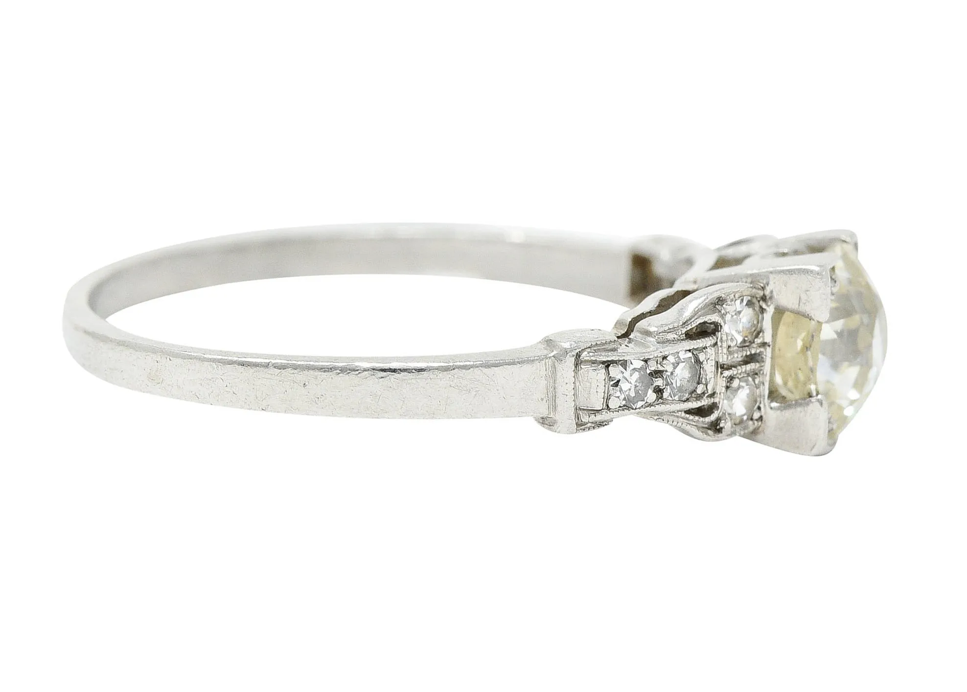 1930's Art Deco 1.00 CTW Diamond Platinum Buckle Engagement Ring