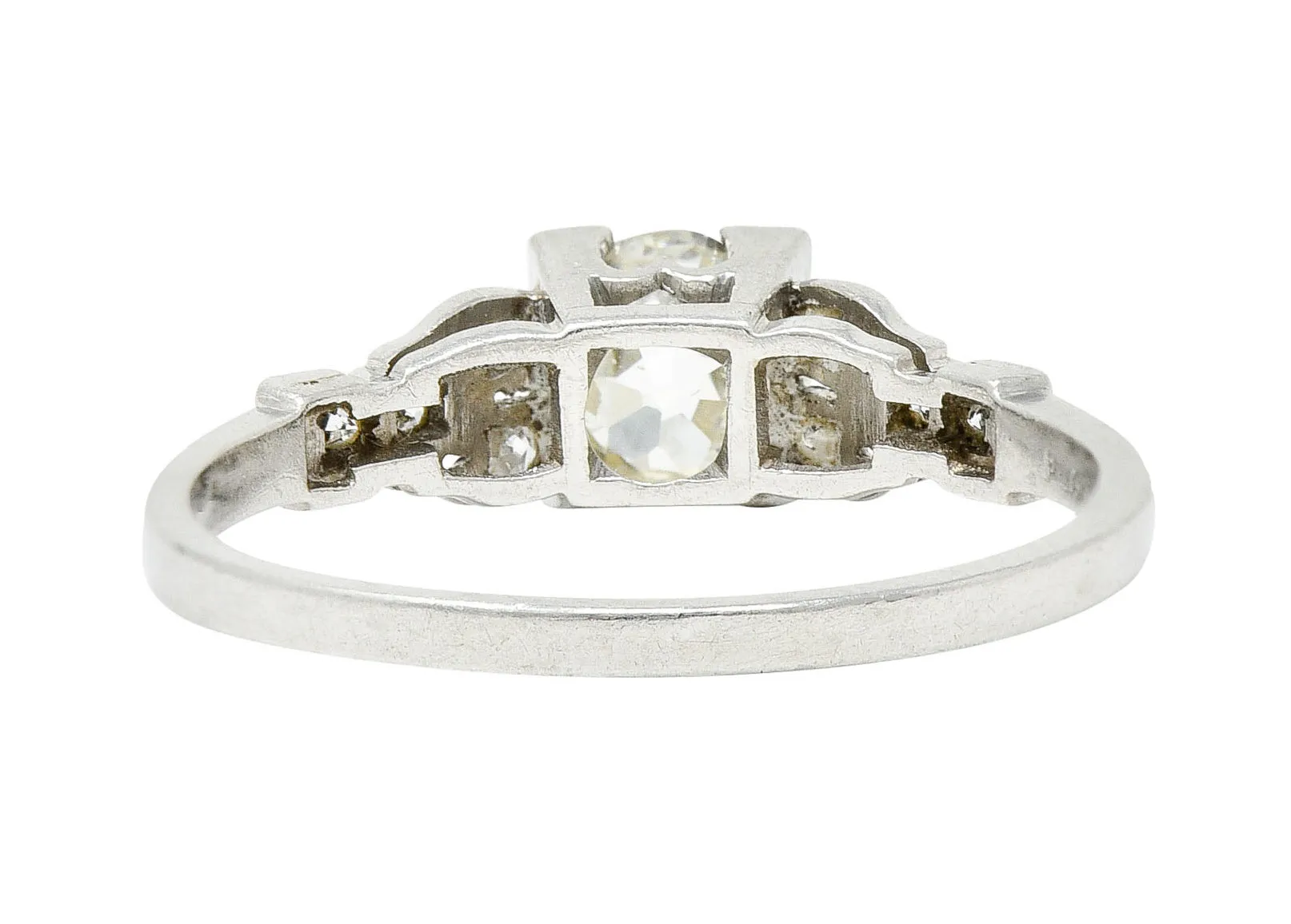 1930's Art Deco 1.00 CTW Diamond Platinum Buckle Engagement Ring