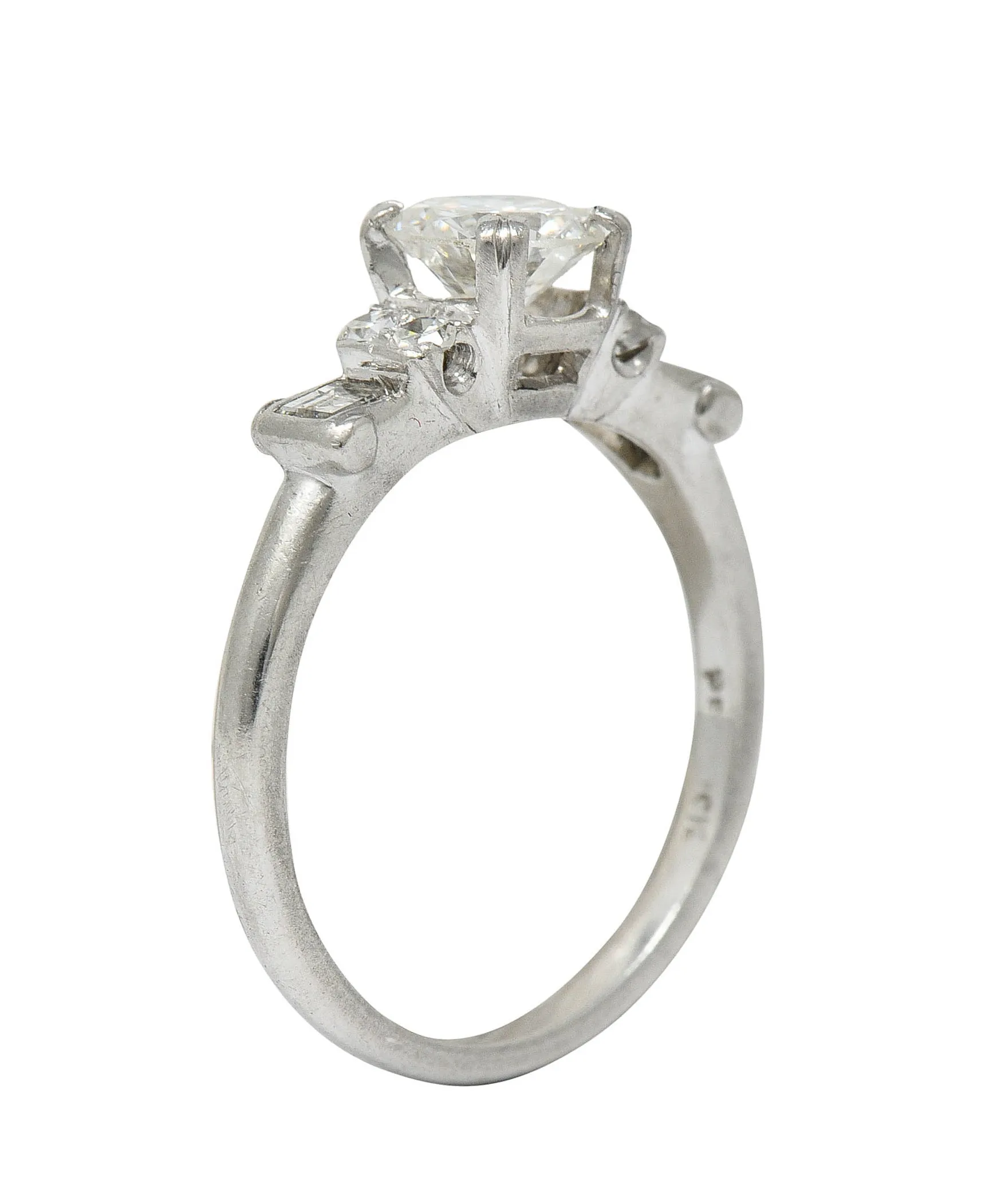 1940's C.D. Peacock 0.95 CTW Diamond Platinum Engagement Ring GIA