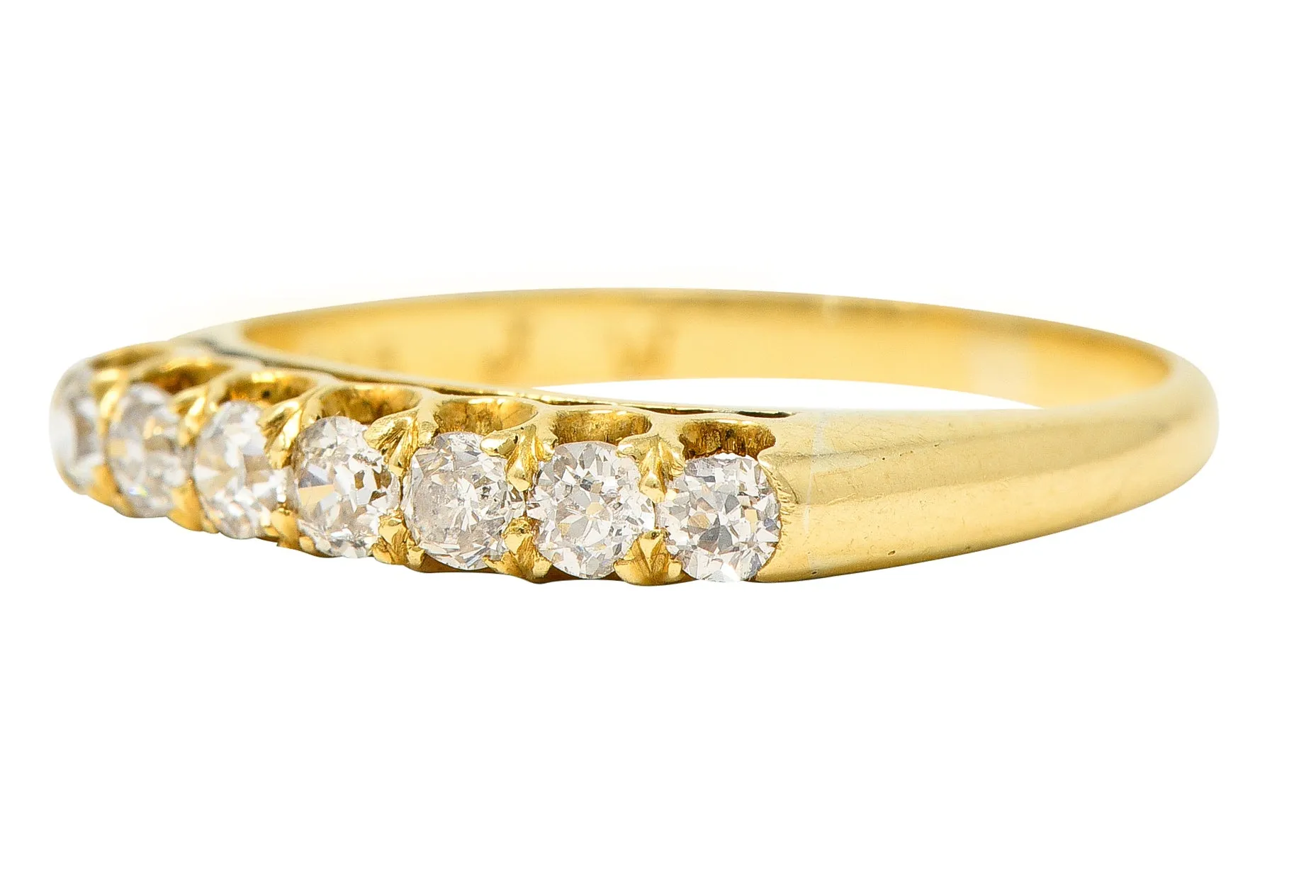 1940's Retro 0.35 Diamond 14 Karat Yellow Gold Vintage Fishtail Stacking Band Ring