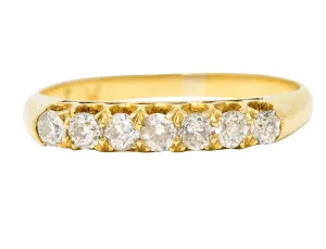 1940's Retro 0.35 Diamond 14 Karat Yellow Gold Vintage Fishtail Stacking Band Ring