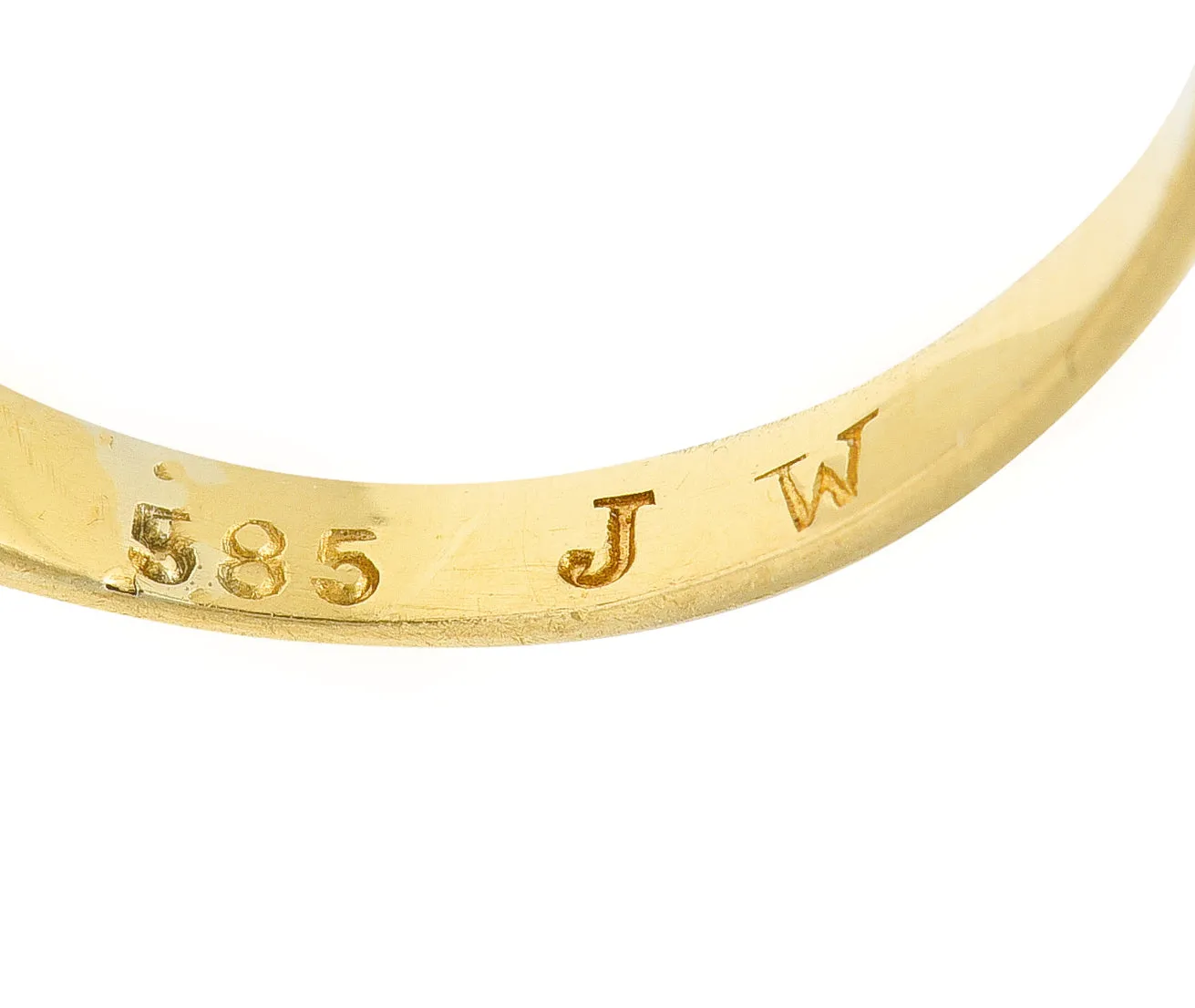 1940's Retro 0.35 Diamond 14 Karat Yellow Gold Vintage Fishtail Stacking Band Ring