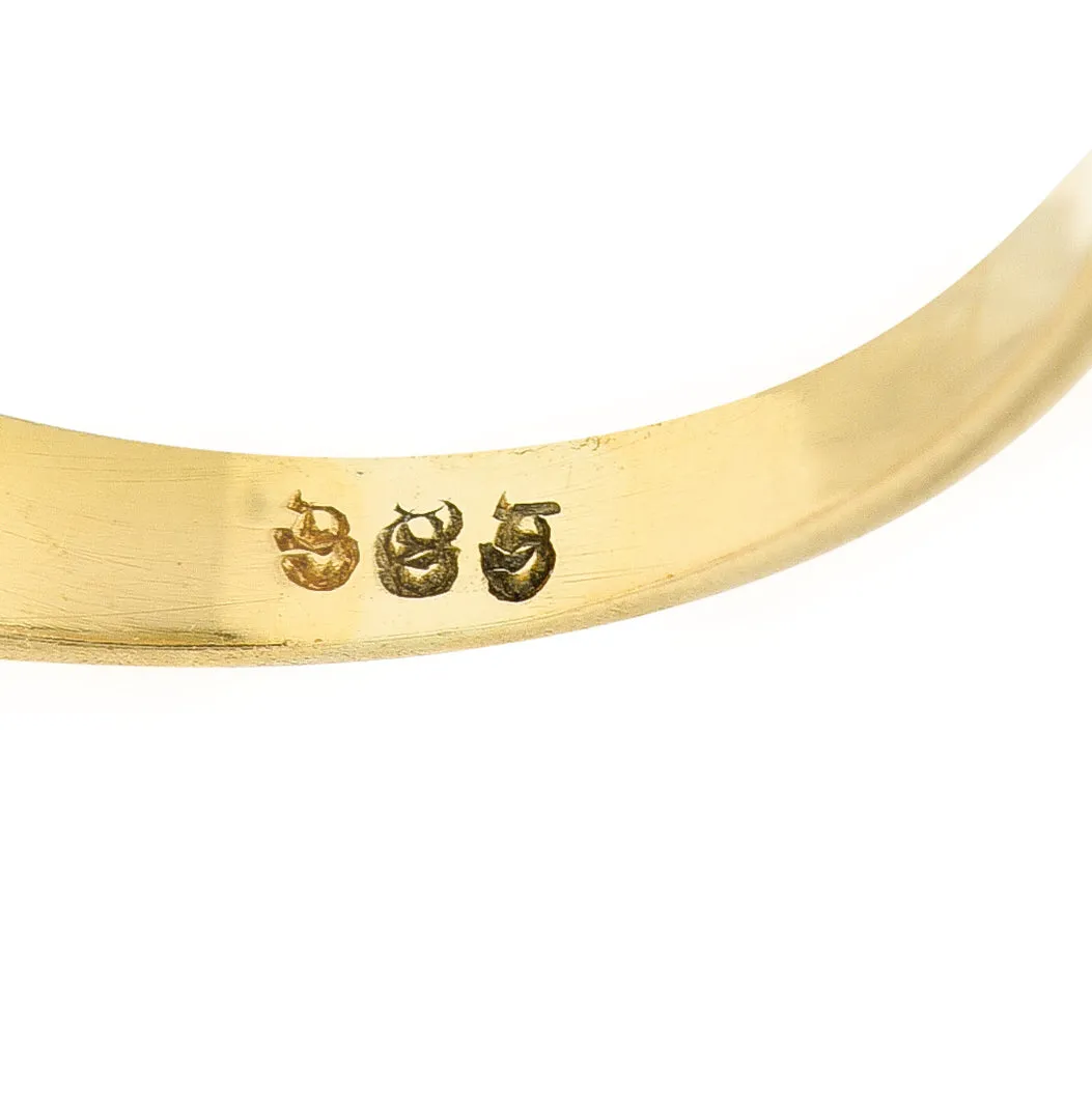 1940's Retro 0.35 Diamond 14 Karat Yellow Gold Vintage Fishtail Stacking Band Ring