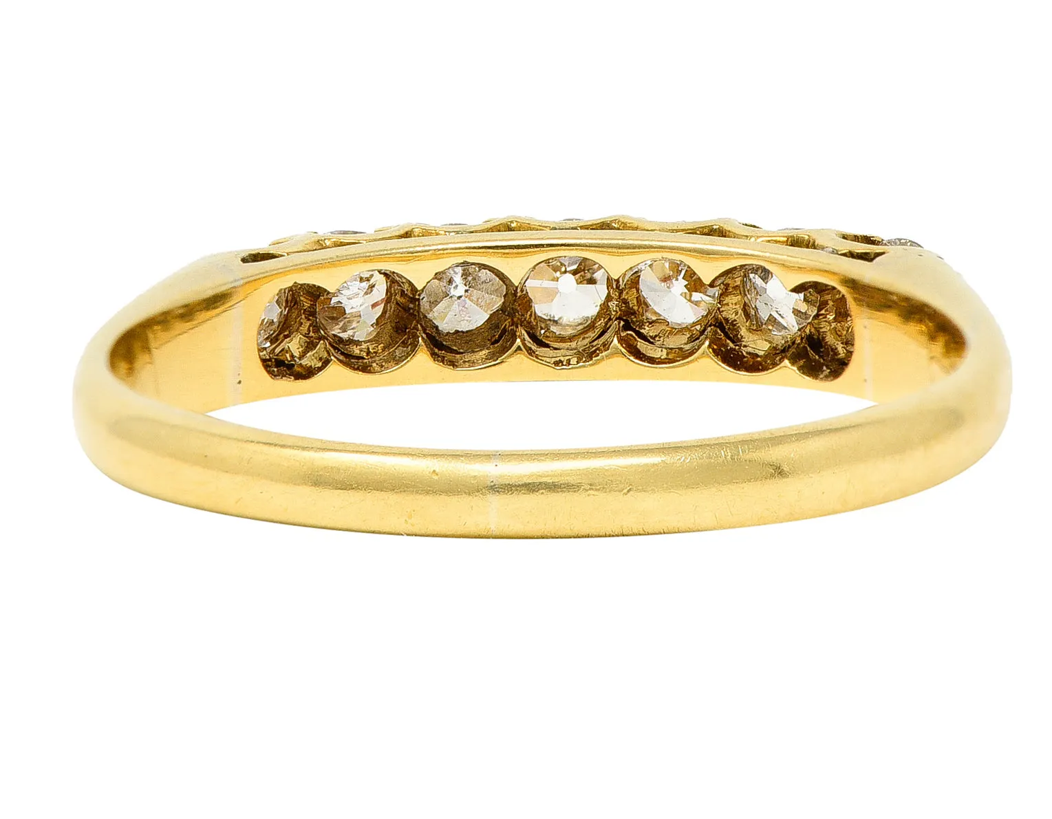 1940's Retro 0.35 Diamond 14 Karat Yellow Gold Vintage Fishtail Stacking Band Ring