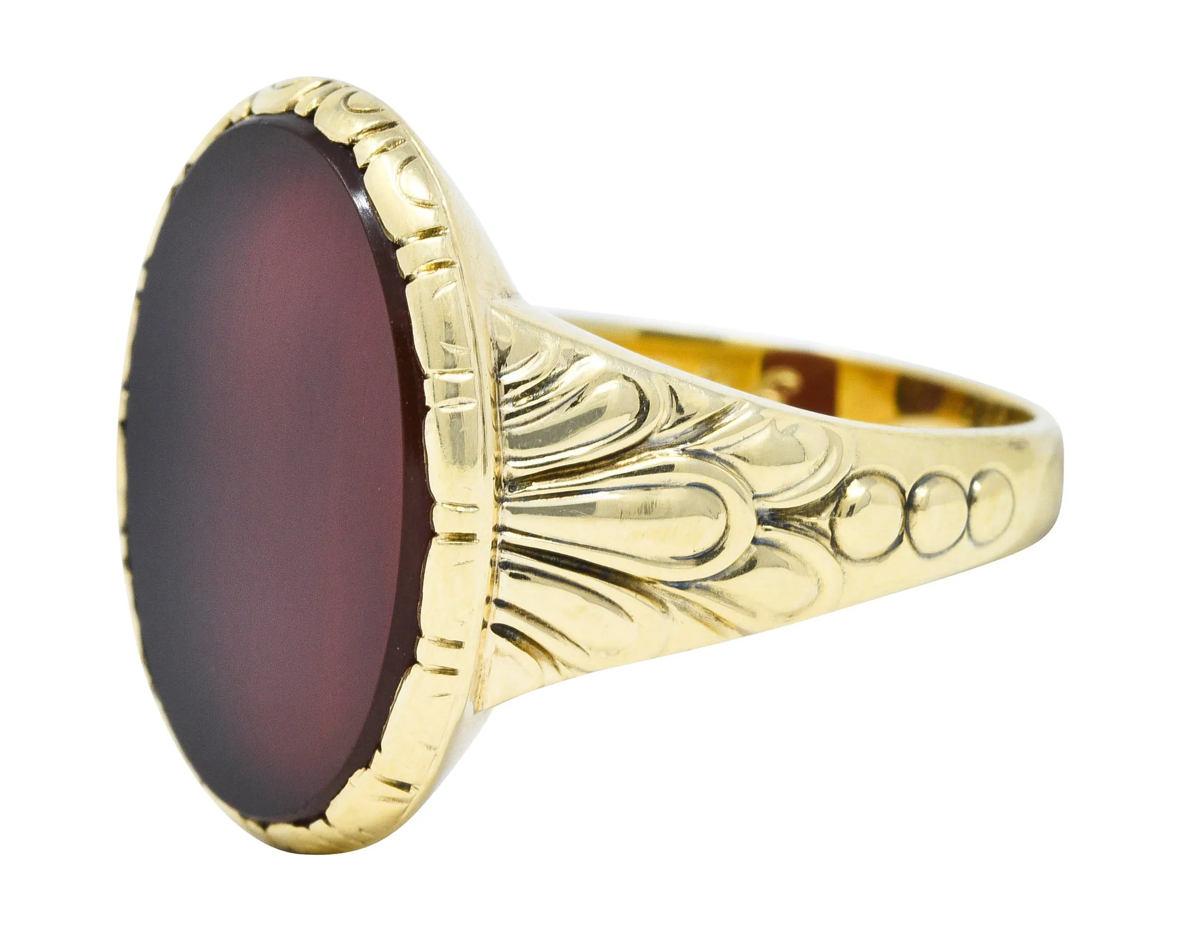1946 Retro Sard Carnelian 14 Karat Gold Unisex Signet Ring