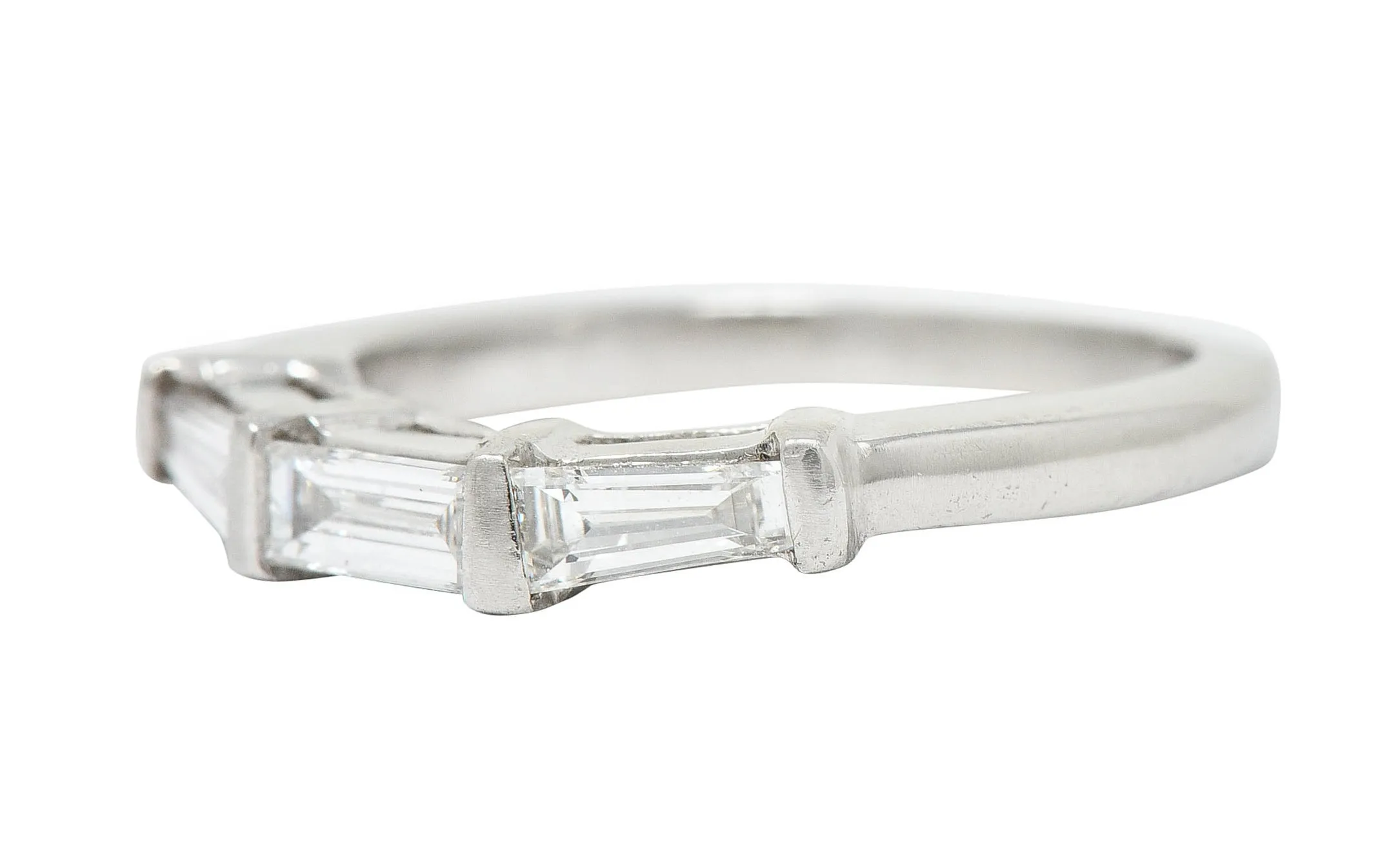 1950's Mid-Century 0.50 CTW Baguette Diamond Platinum Band Ring