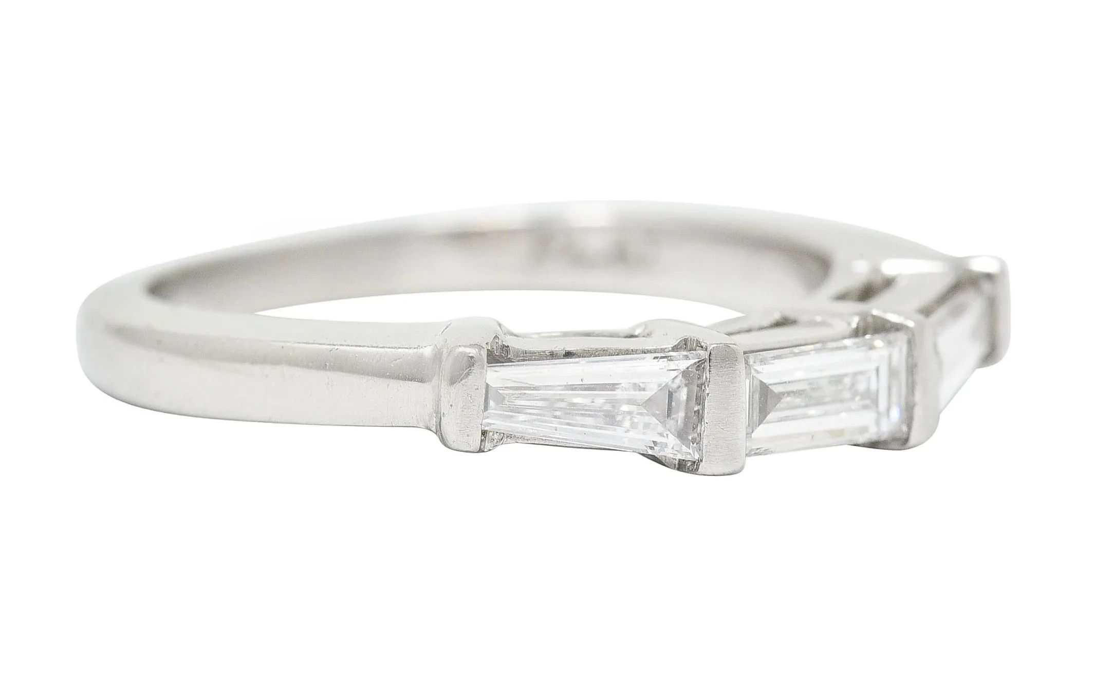 1950's Mid-Century 0.50 CTW Baguette Diamond Platinum Band Ring