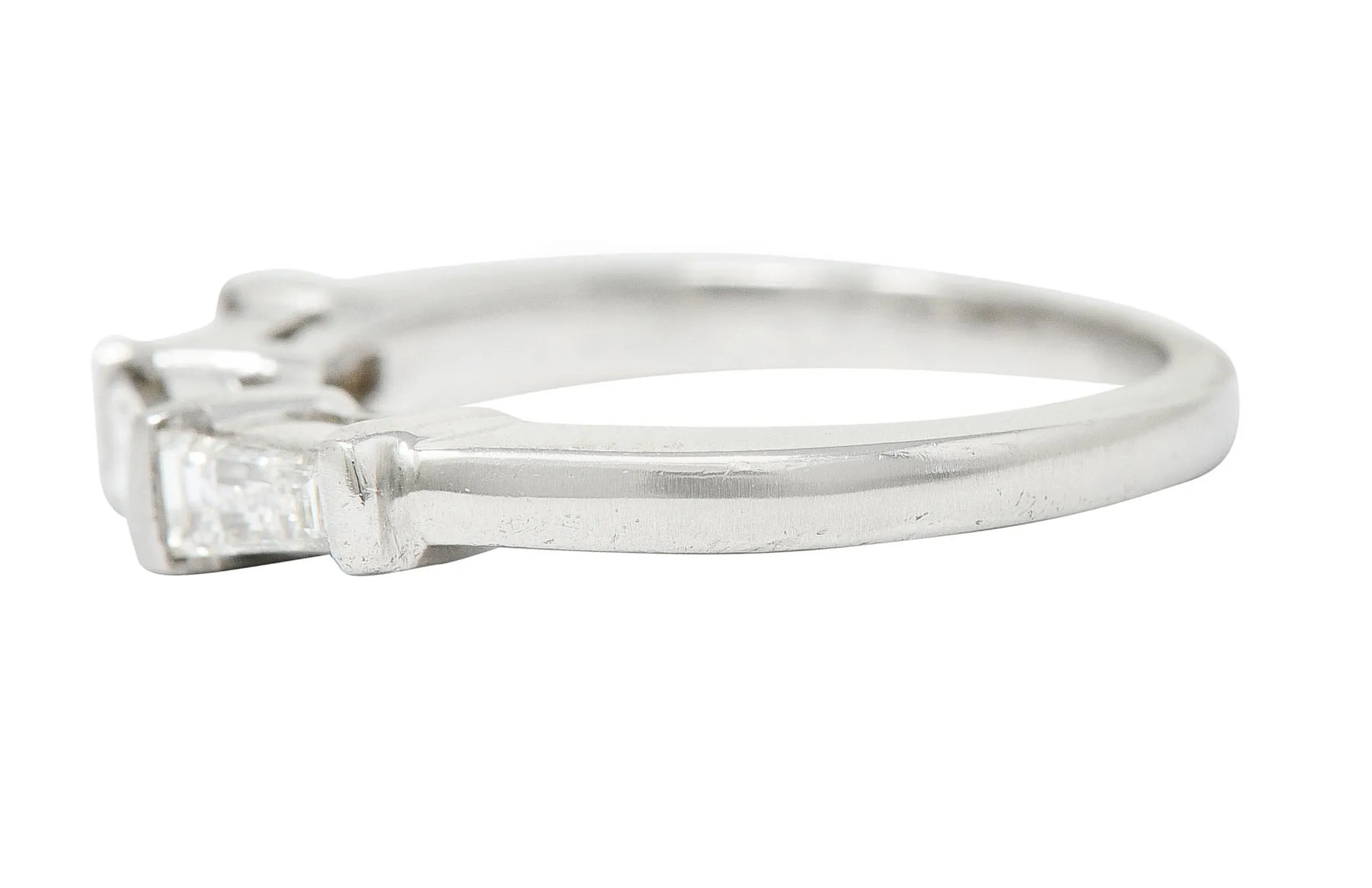 1950's Mid-Century 0.50 CTW Baguette Diamond Platinum Band Ring