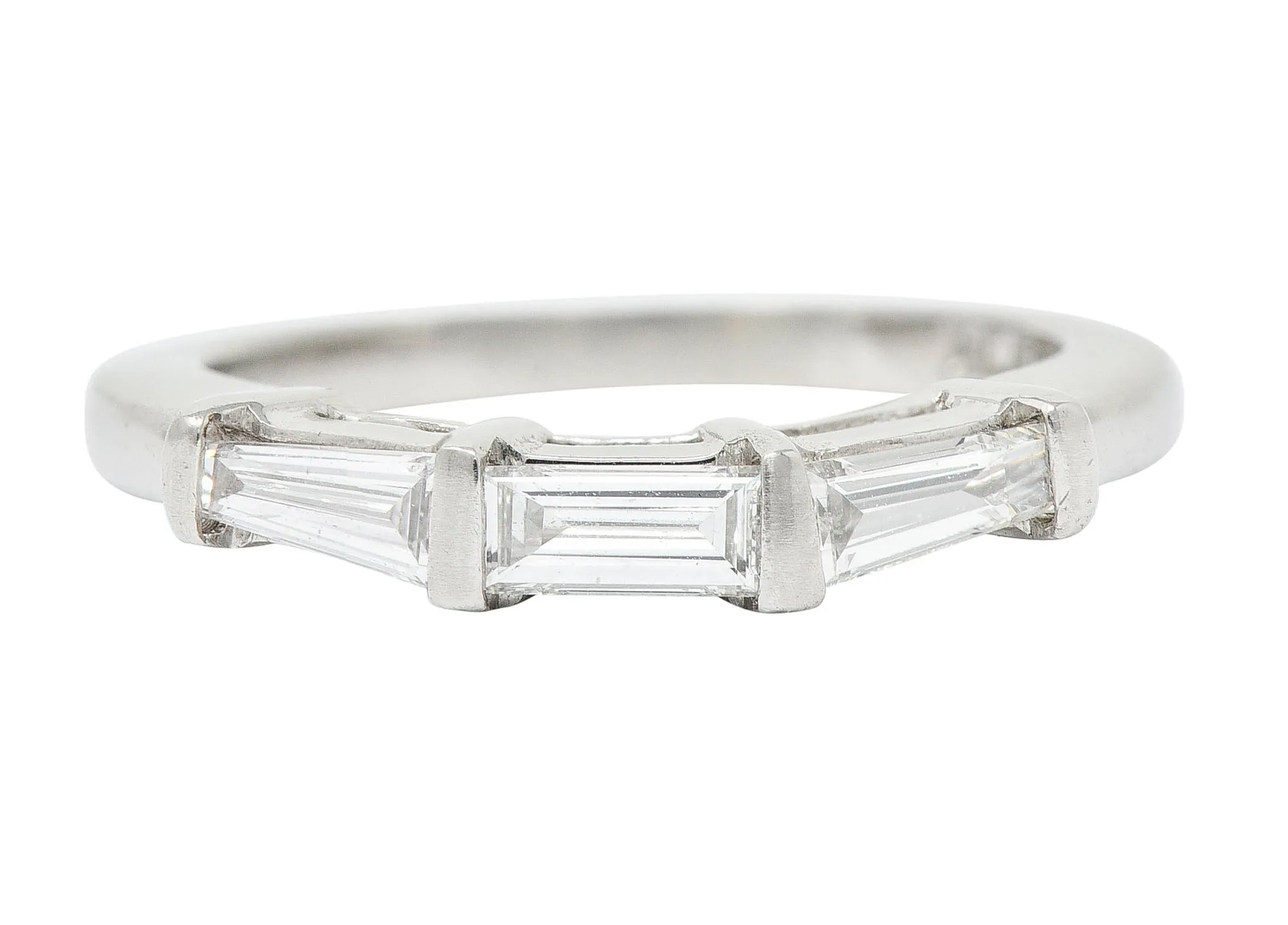 1950's Mid-Century 0.50 CTW Baguette Diamond Platinum Band Ring