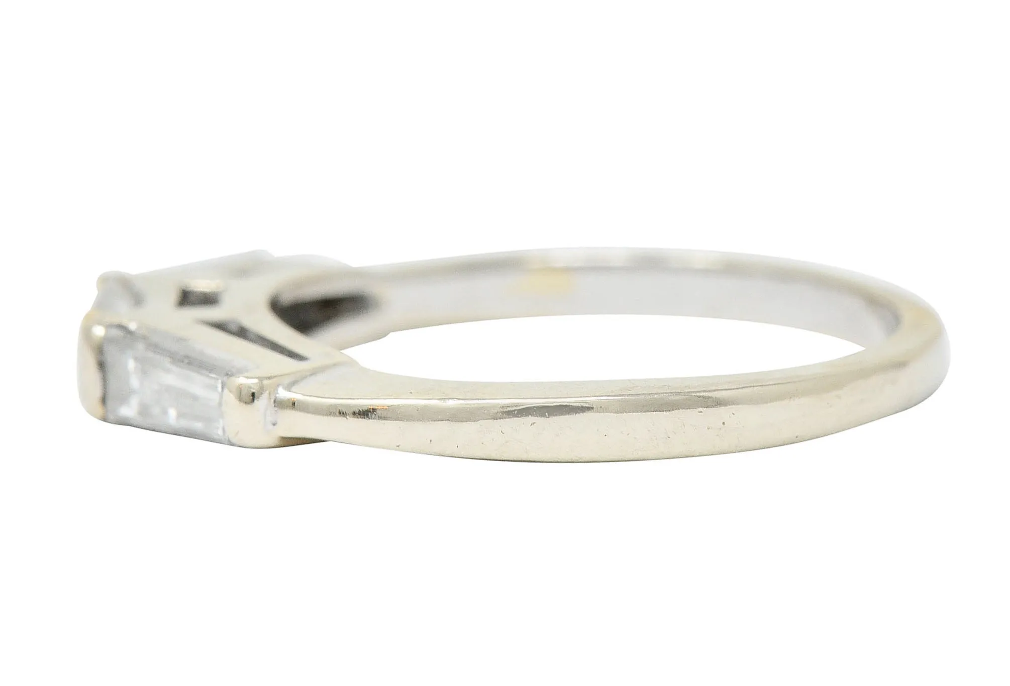 1950's Mid-Century 0.75 CTW Baguette Diamond 14 Karat White Gold Band Ring