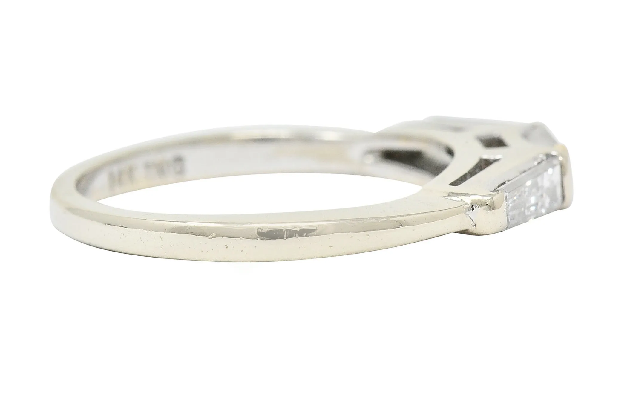 1950's Mid-Century 0.75 CTW Baguette Diamond 14 Karat White Gold Band Ring
