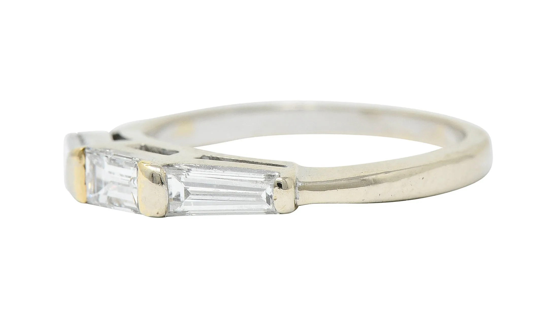 1950's Mid-Century 0.75 CTW Baguette Diamond 14 Karat White Gold Band Ring