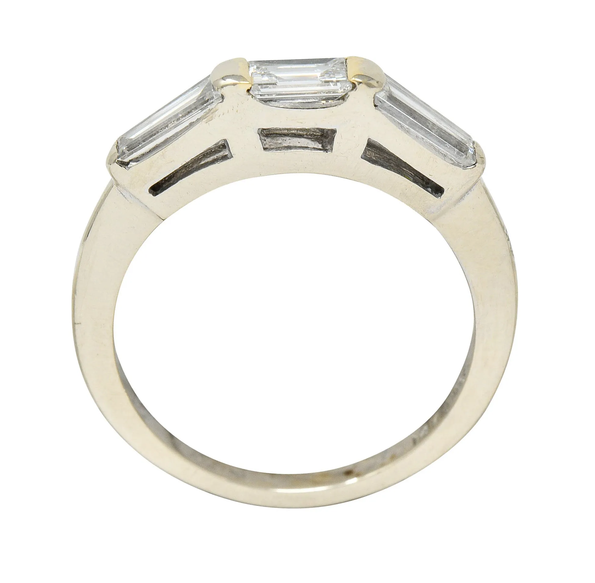 1950's Mid-Century 0.75 CTW Baguette Diamond 14 Karat White Gold Band Ring