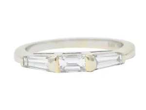 1950's Mid-Century 0.75 CTW Baguette Diamond 14 Karat White Gold Band Ring