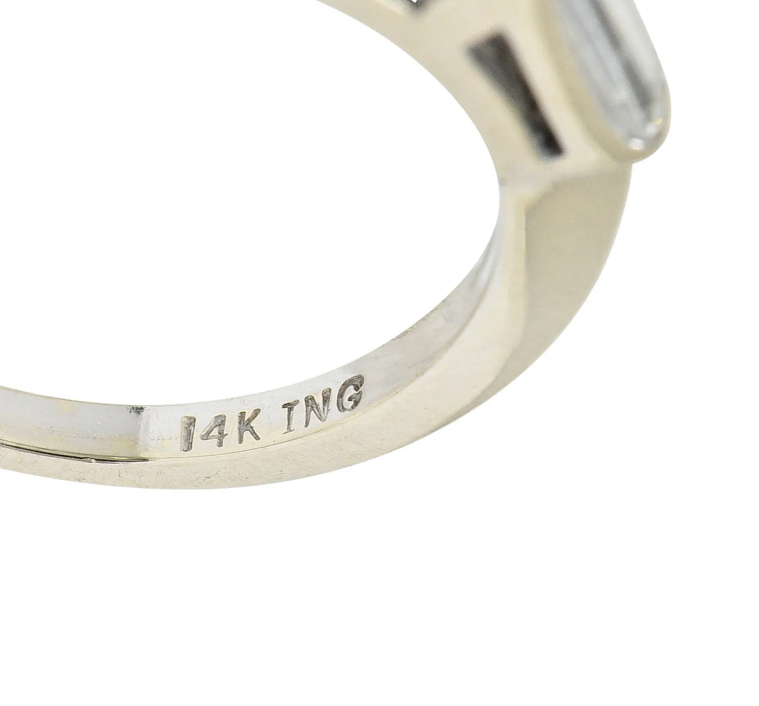 1950's Mid-Century 0.75 CTW Baguette Diamond 14 Karat White Gold Band Ring
