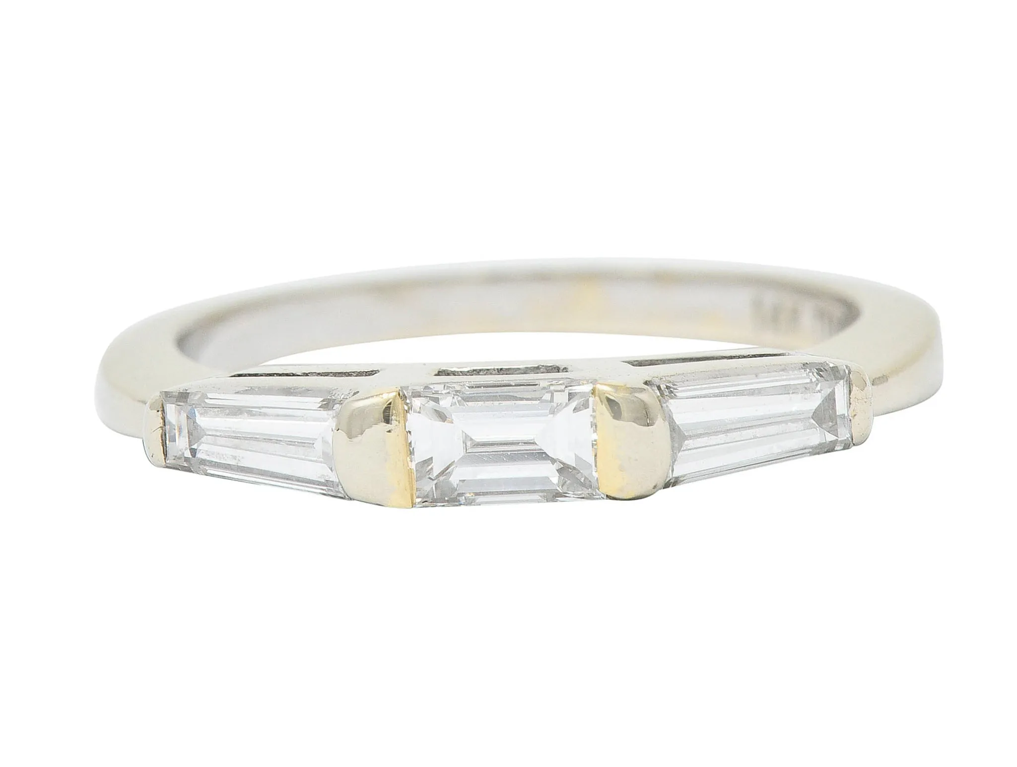 1950's Mid-Century 0.75 CTW Baguette Diamond 14 Karat White Gold Band Ring
