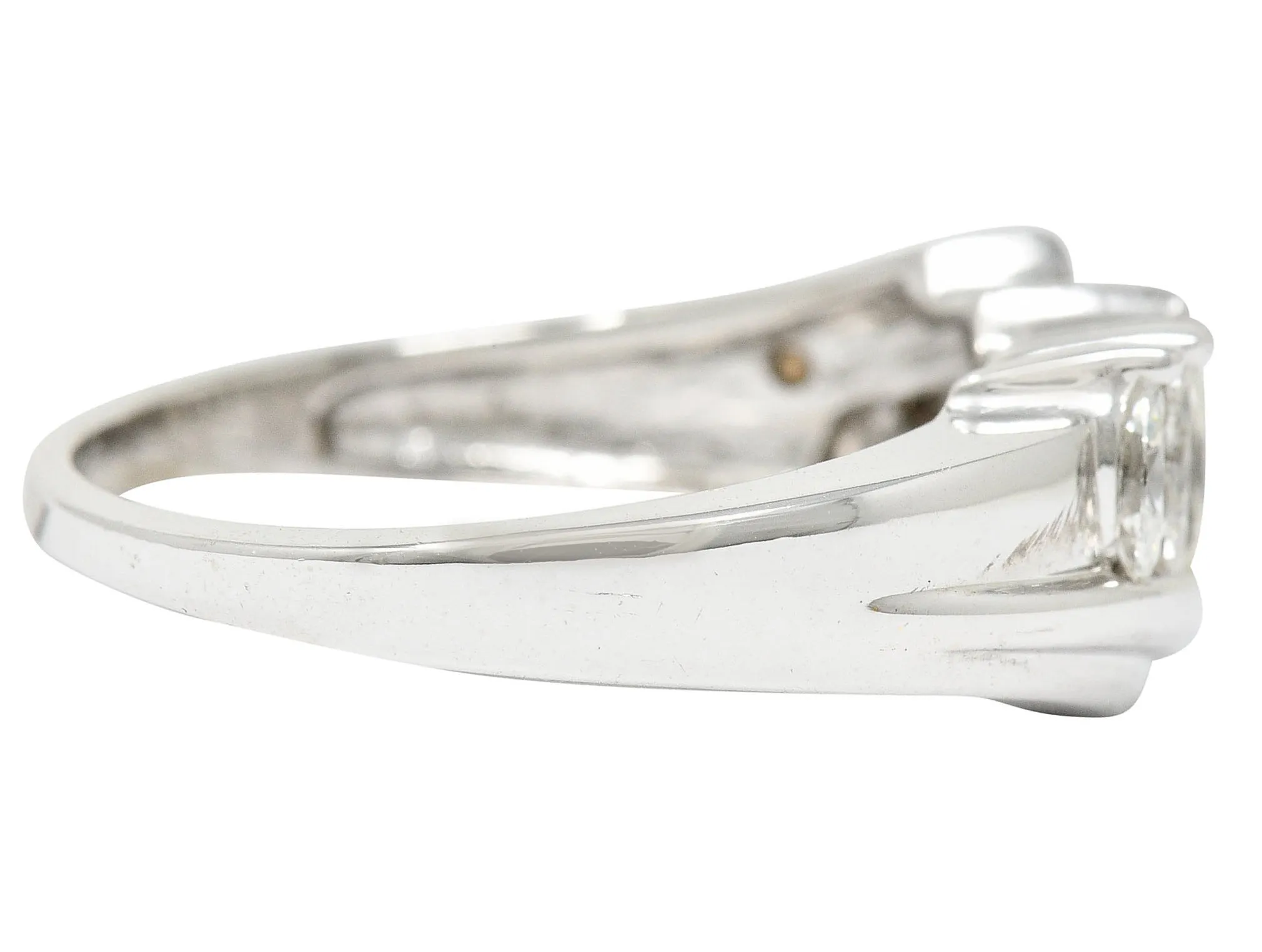 1950's Mid-Century 0.95 CTW Diamond 14 Karat White Gold Band Ring
