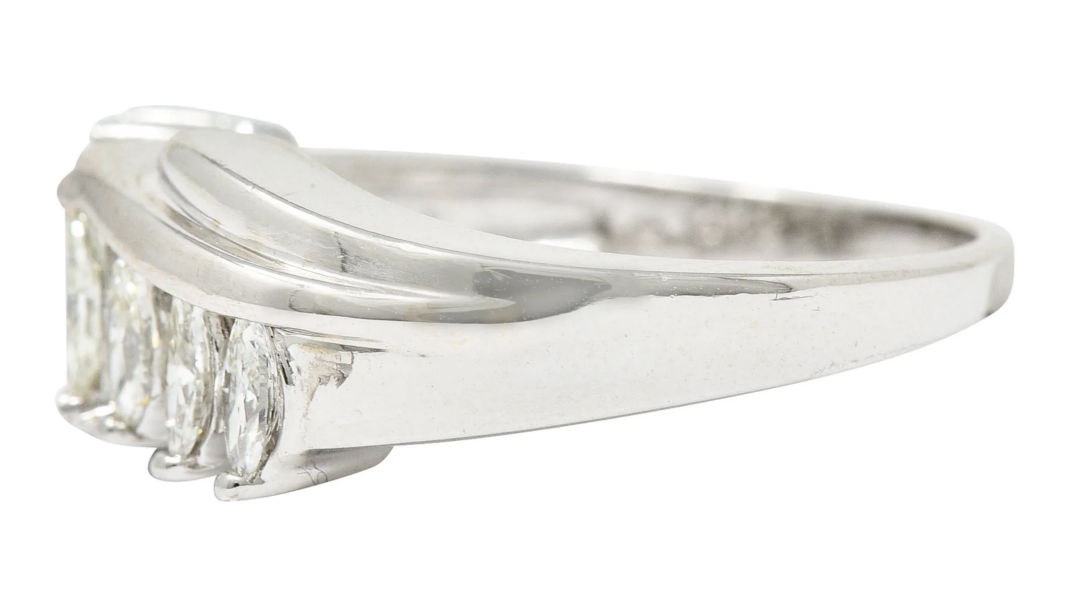 1950's Mid-Century 0.95 CTW Diamond 14 Karat White Gold Band Ring