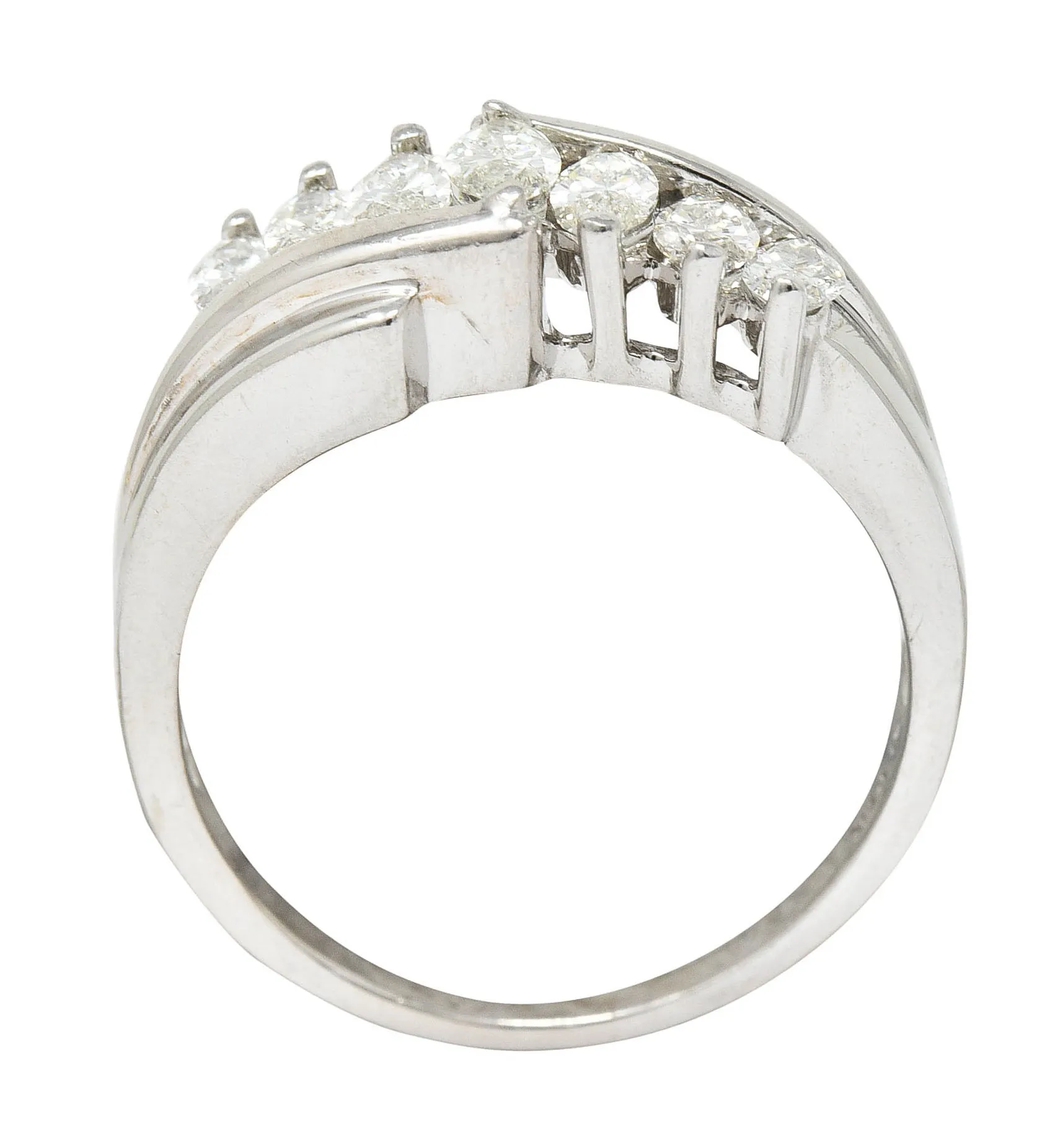 1950's Mid-Century 0.95 CTW Diamond 14 Karat White Gold Band Ring