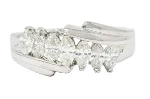 1950's Mid-Century 0.95 CTW Diamond 14 Karat White Gold Band Ring