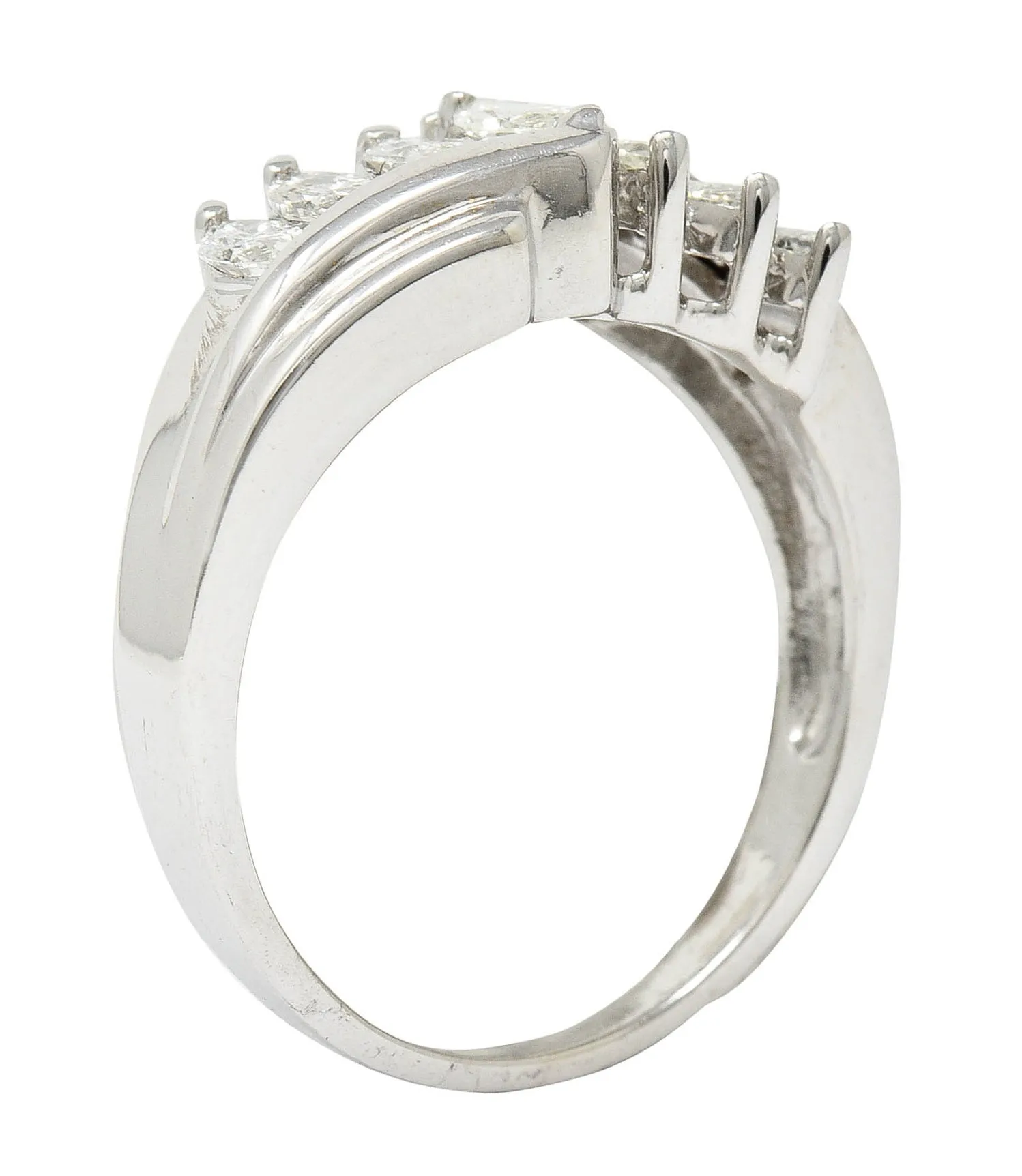 1950's Mid-Century 0.95 CTW Diamond 14 Karat White Gold Band Ring
