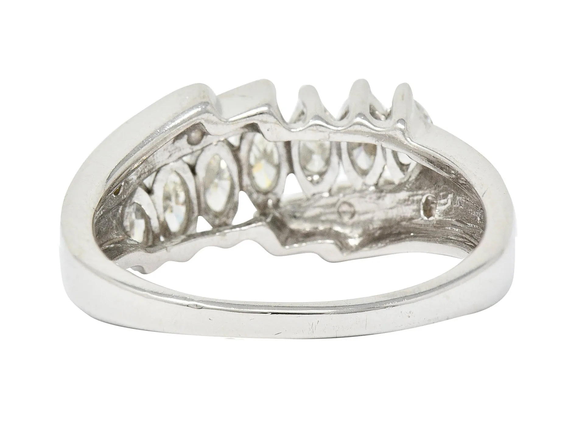 1950's Mid-Century 0.95 CTW Diamond 14 Karat White Gold Band Ring