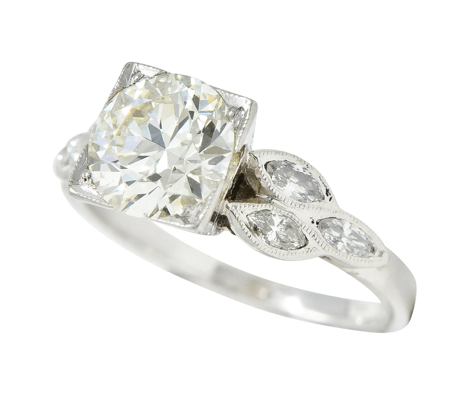 1950's Mid-Century 1.60 CTW Diamond Platinum Engagement Ring