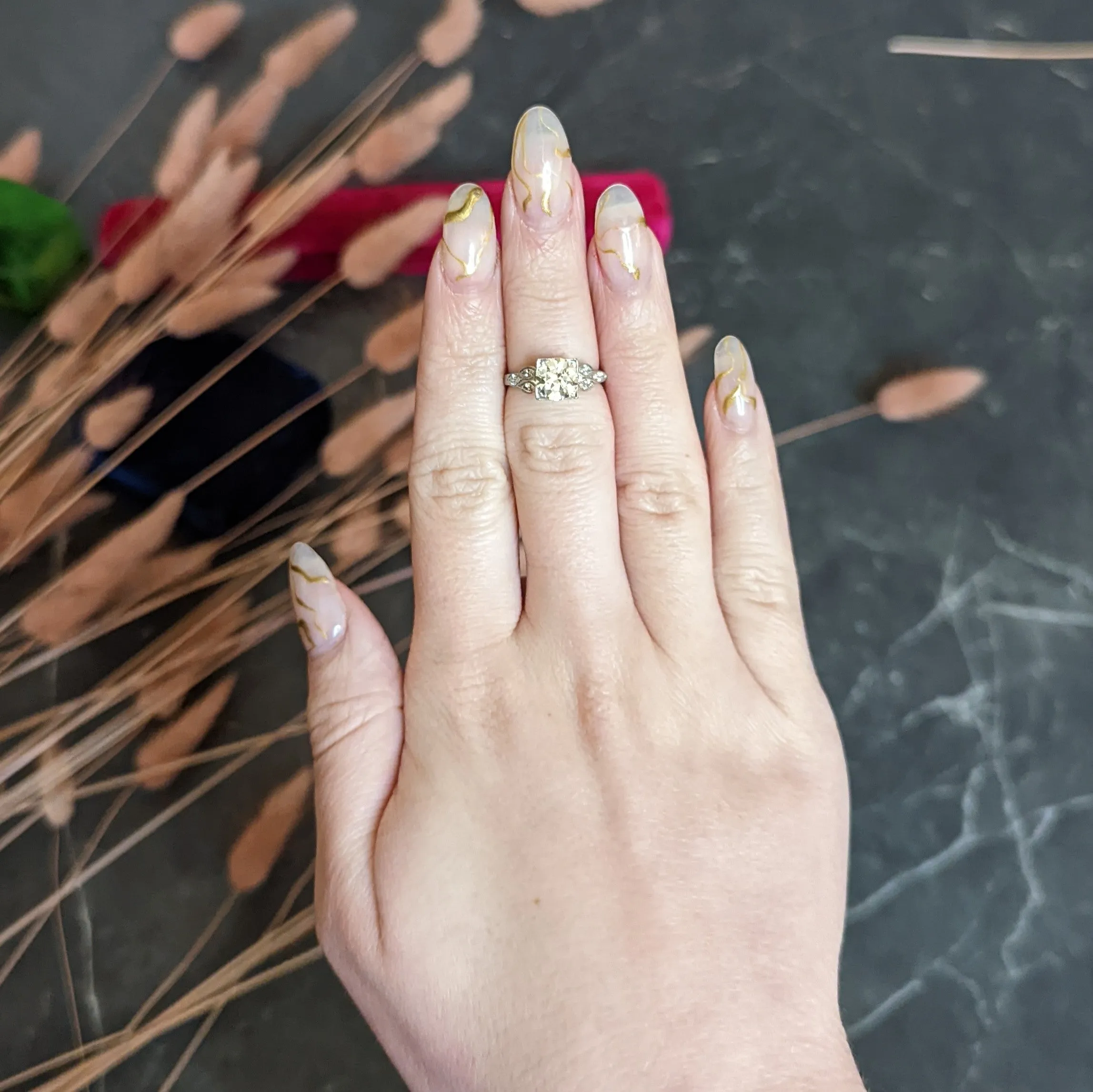 1950's Mid-Century 1.60 CTW Diamond Platinum Engagement Ring