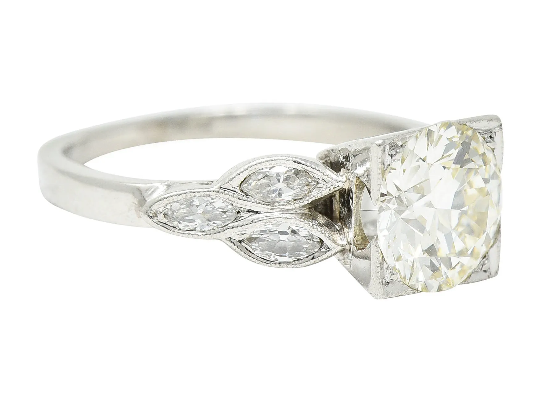 1950's Mid-Century 1.60 CTW Diamond Platinum Engagement Ring