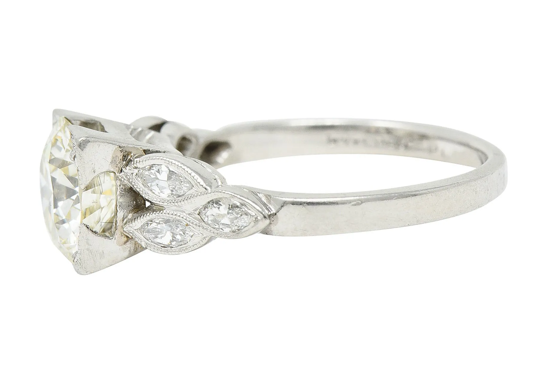 1950's Mid-Century 1.60 CTW Diamond Platinum Engagement Ring