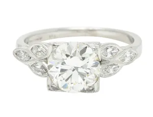 1950's Mid-Century 1.60 CTW Diamond Platinum Engagement Ring