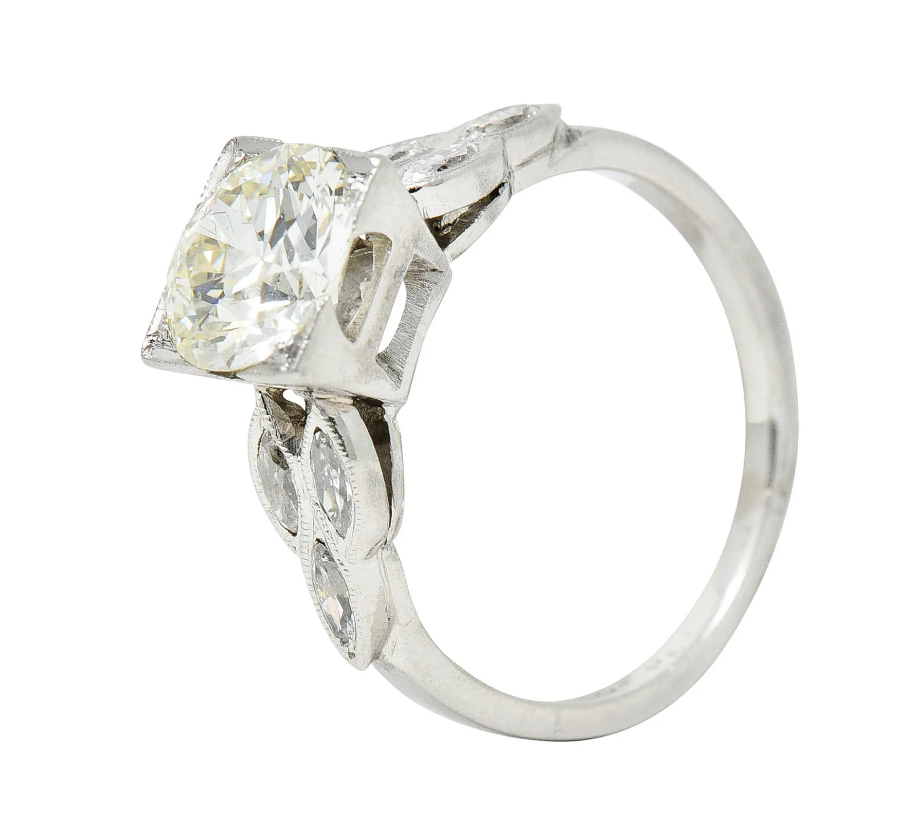 1950's Mid-Century 1.60 CTW Diamond Platinum Engagement Ring
