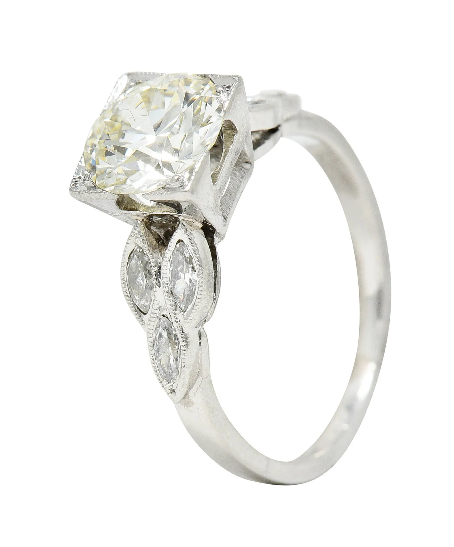 1950's Mid-Century 1.60 CTW Diamond Platinum Engagement Ring