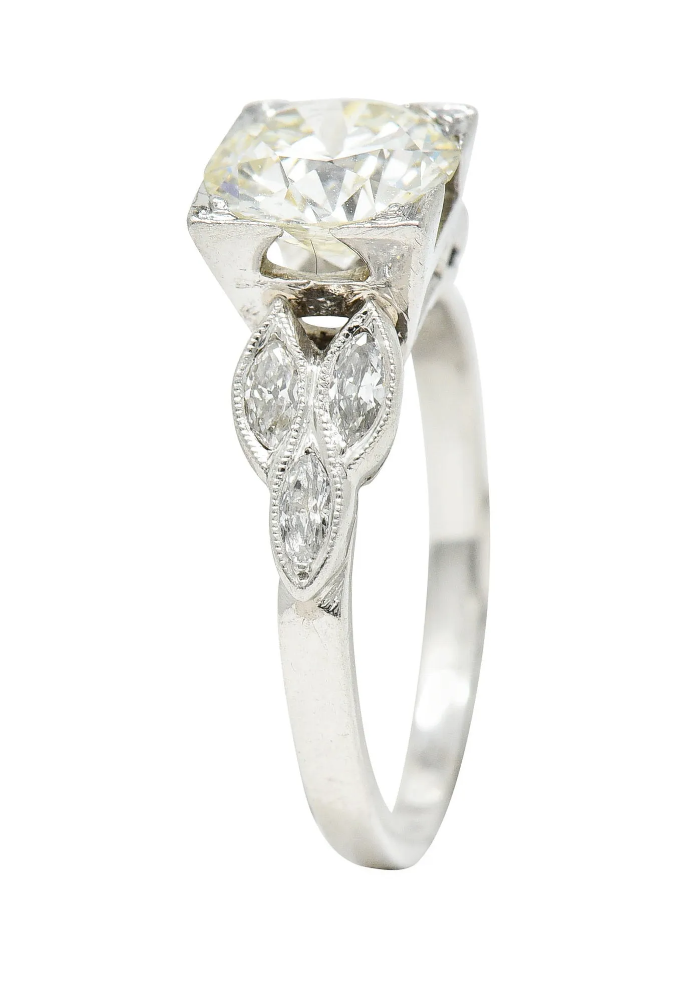 1950's Mid-Century 1.60 CTW Diamond Platinum Engagement Ring