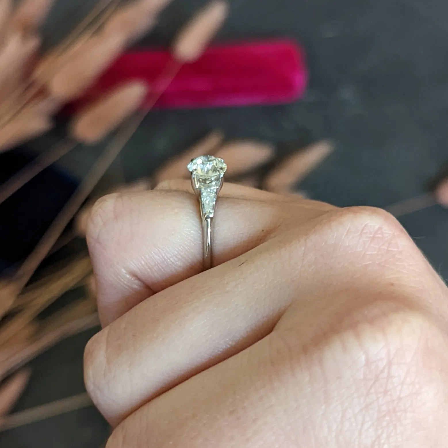 1950's Mid-Century 1.81 CTW Diamond Platinum Vintage Engagement Ring GIA