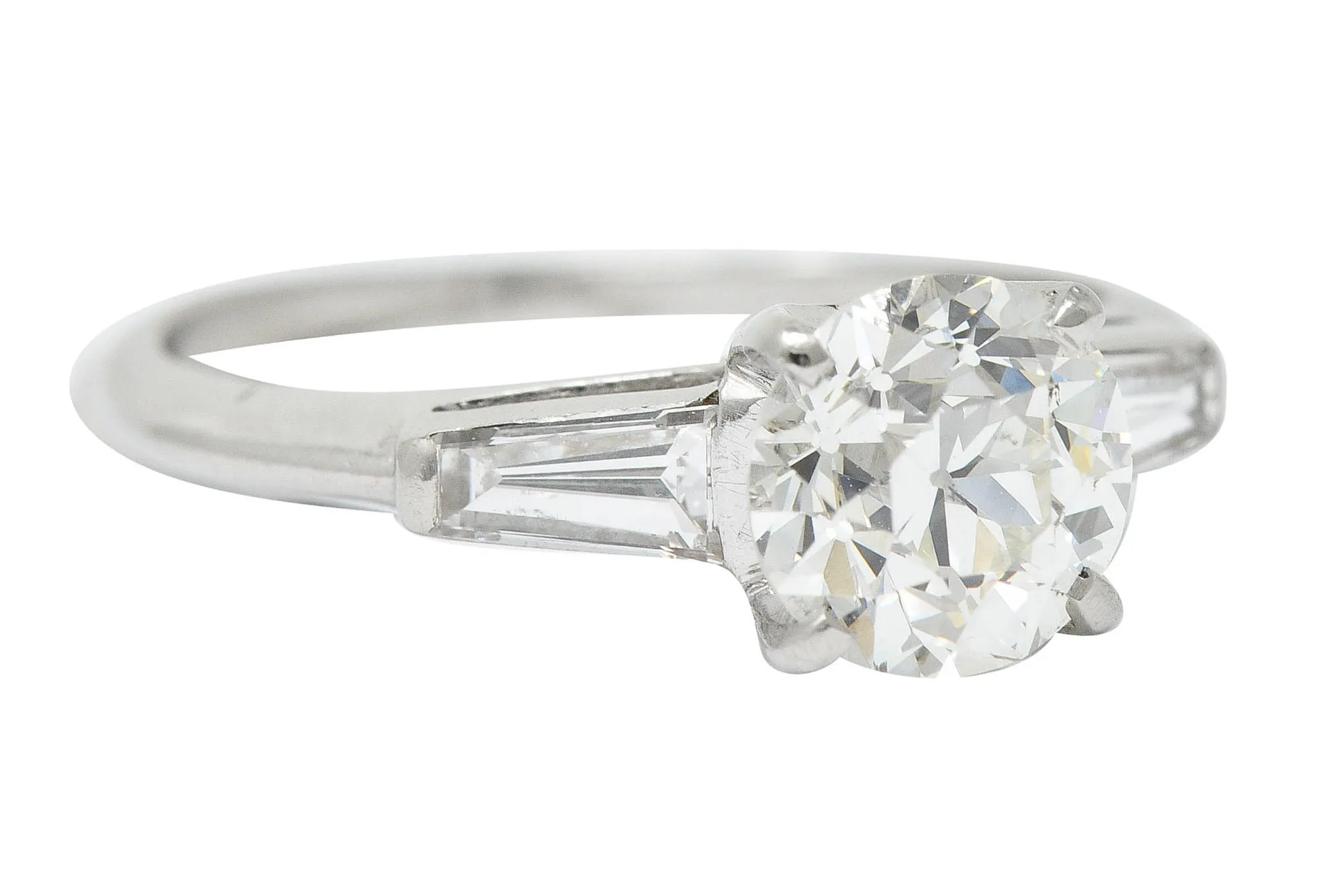 1950's Mid-Century 1.81 CTW Diamond Platinum Vintage Engagement Ring GIA