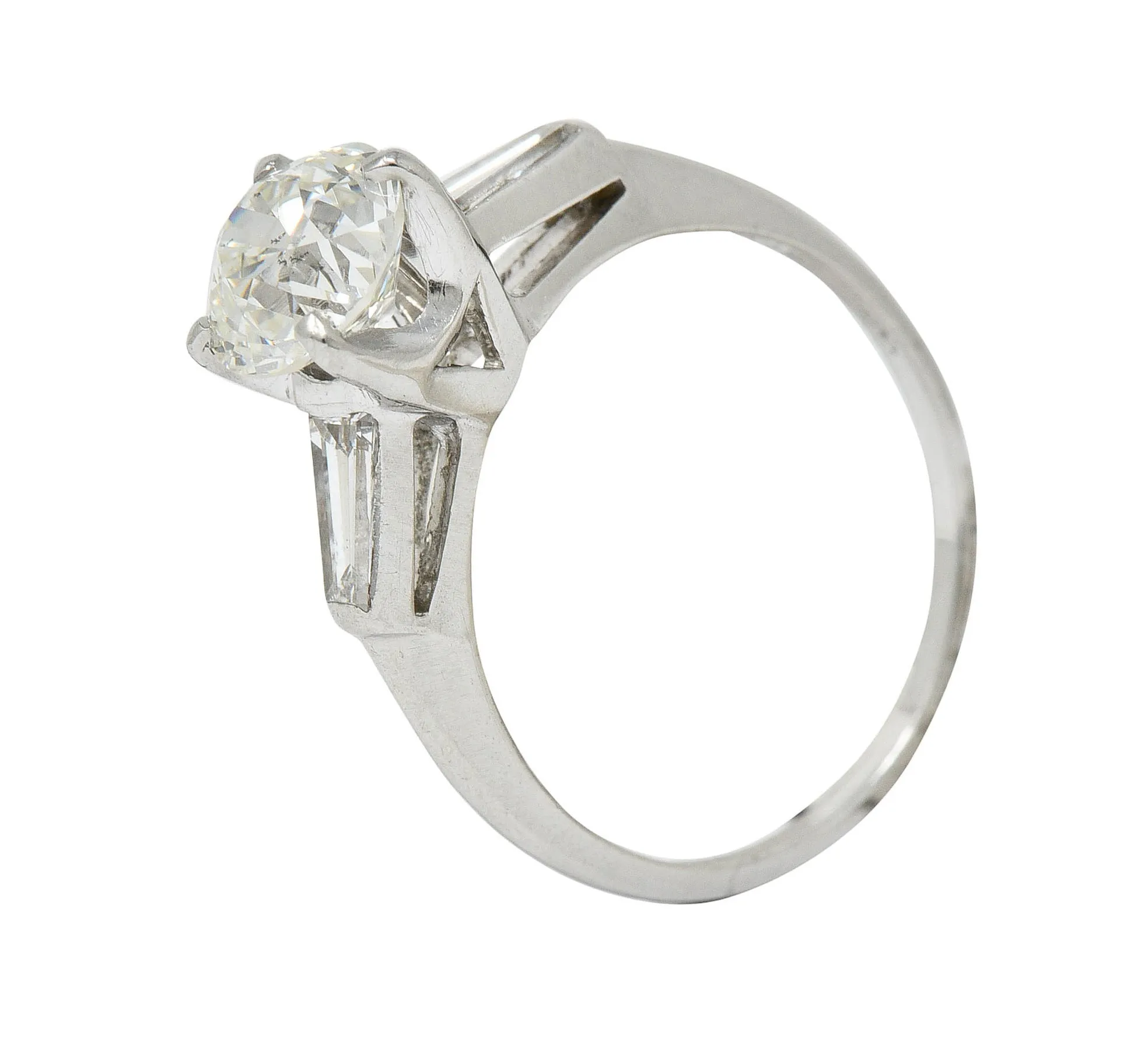 1950's Mid-Century 1.81 CTW Diamond Platinum Vintage Engagement Ring GIA