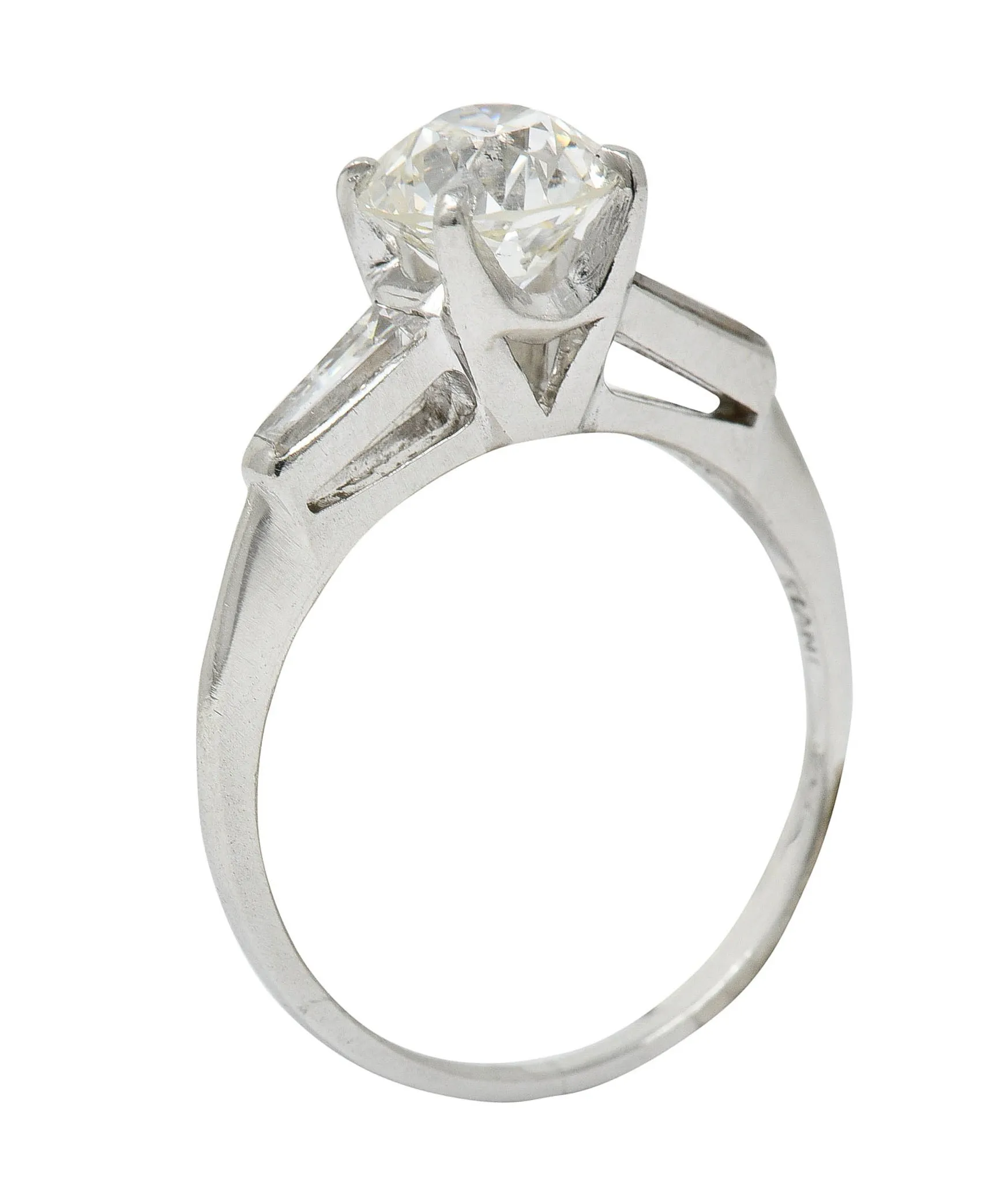 1950's Mid-Century 1.81 CTW Diamond Platinum Vintage Engagement Ring GIA