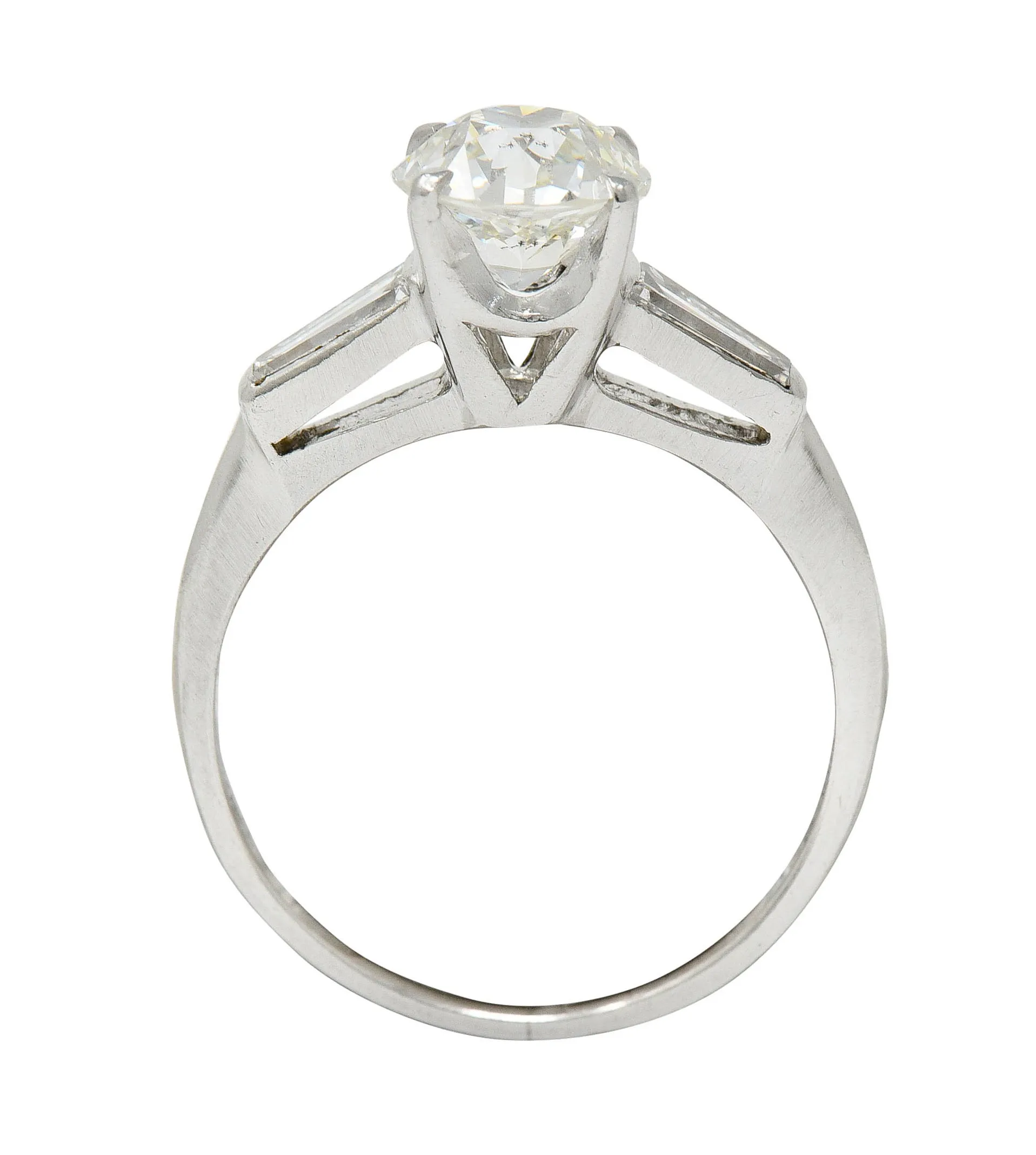 1950's Mid-Century 1.81 CTW Diamond Platinum Vintage Engagement Ring GIA