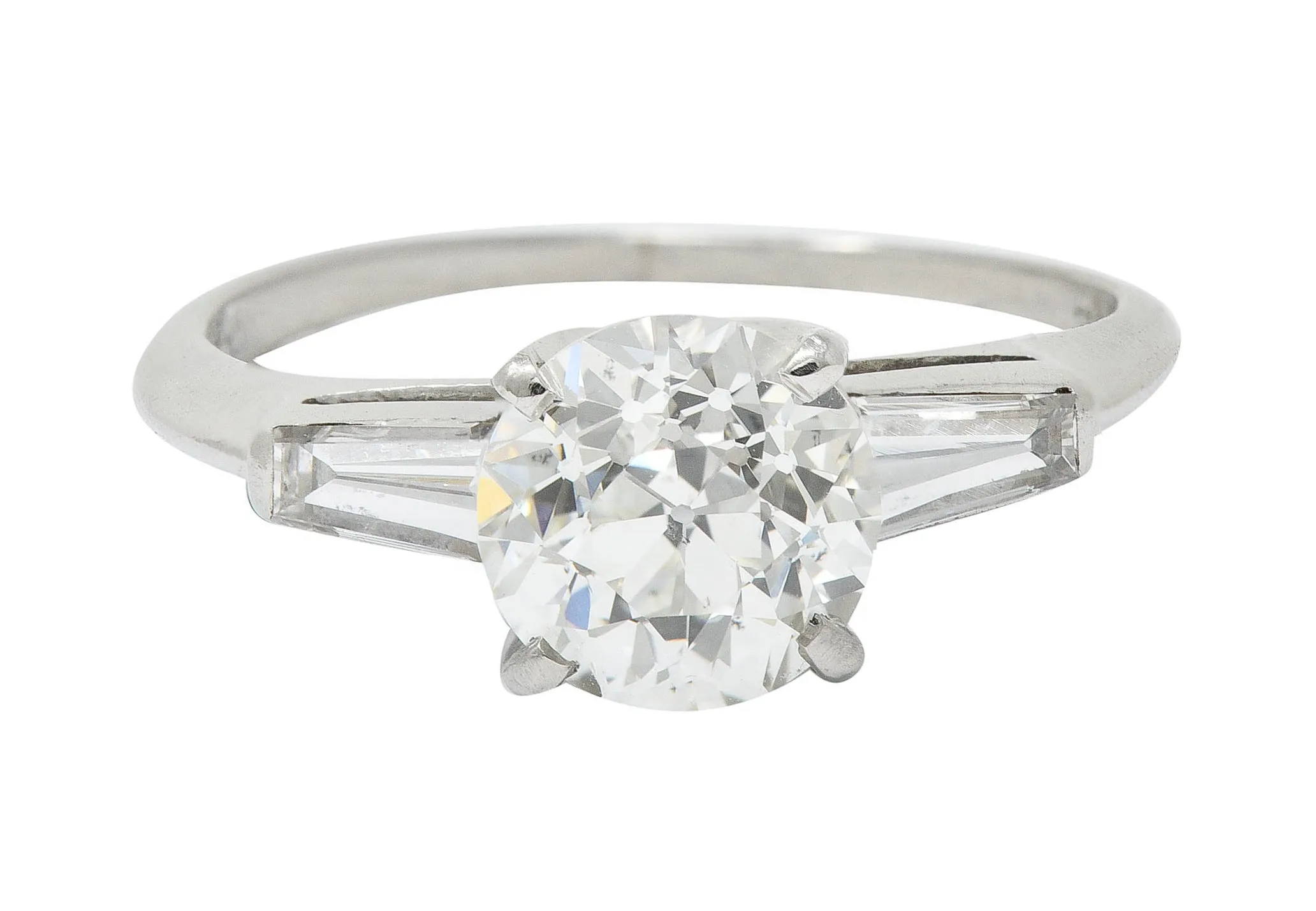 1950's Mid-Century 1.81 CTW Diamond Platinum Vintage Engagement Ring GIA