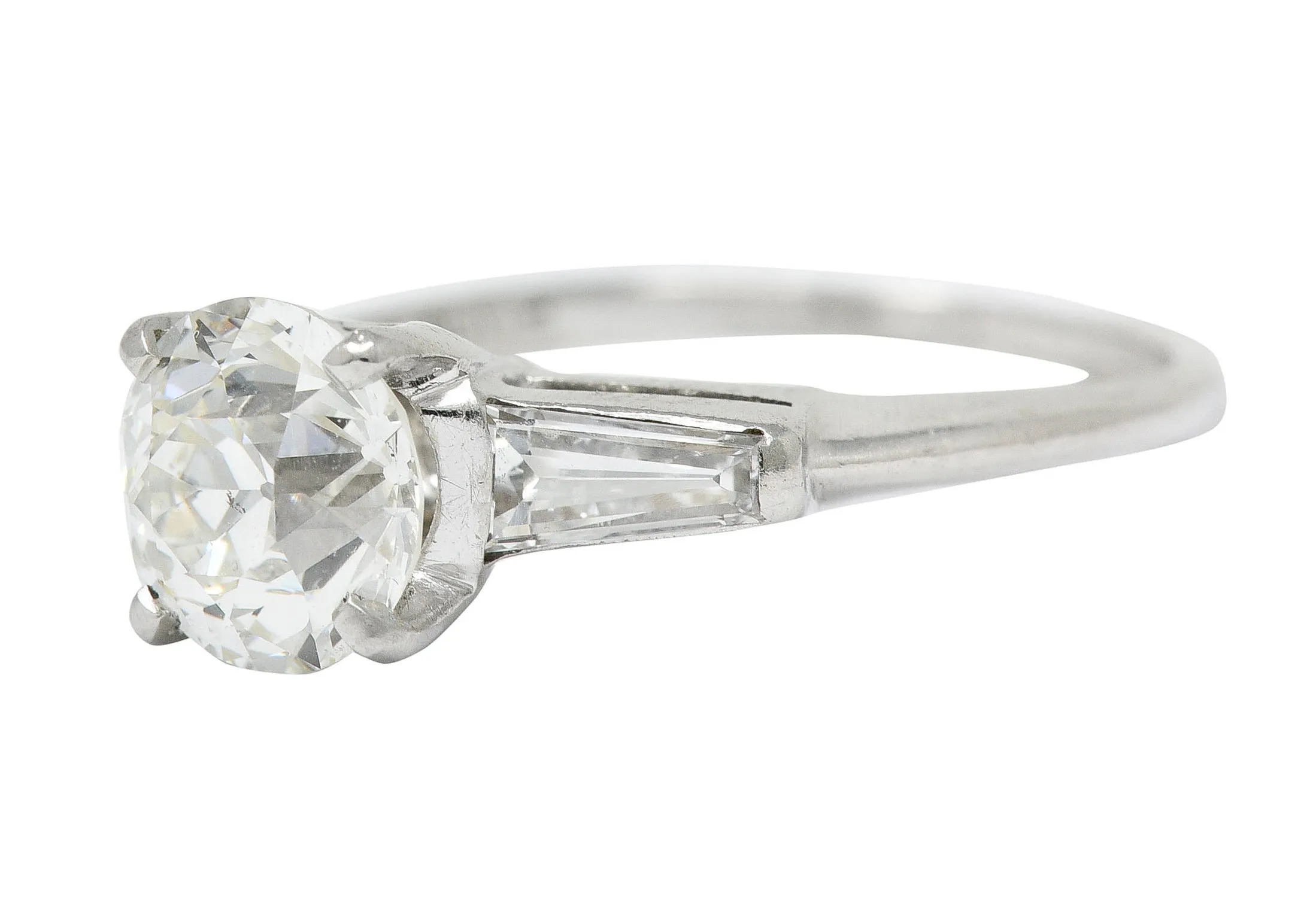 1950's Mid-Century 1.81 CTW Diamond Platinum Vintage Engagement Ring GIA