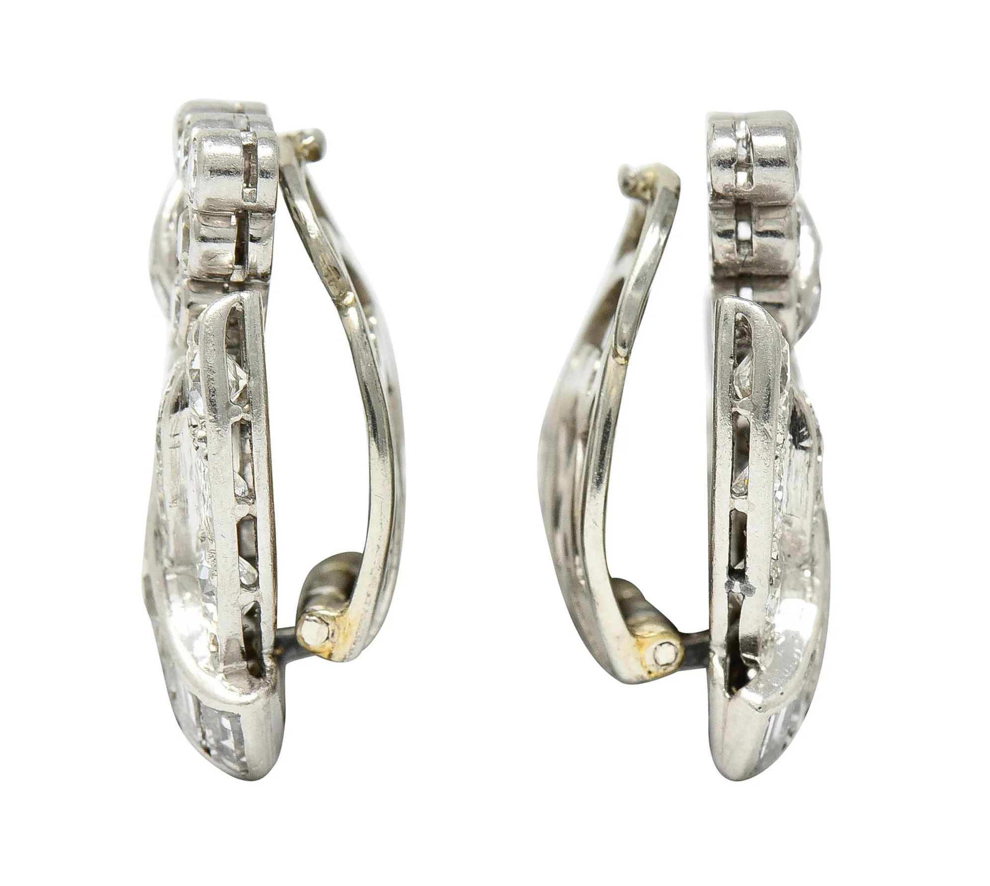 1950's Mid-Century 3.07 CTW Diamond Platinum Ear-Clip Earrings