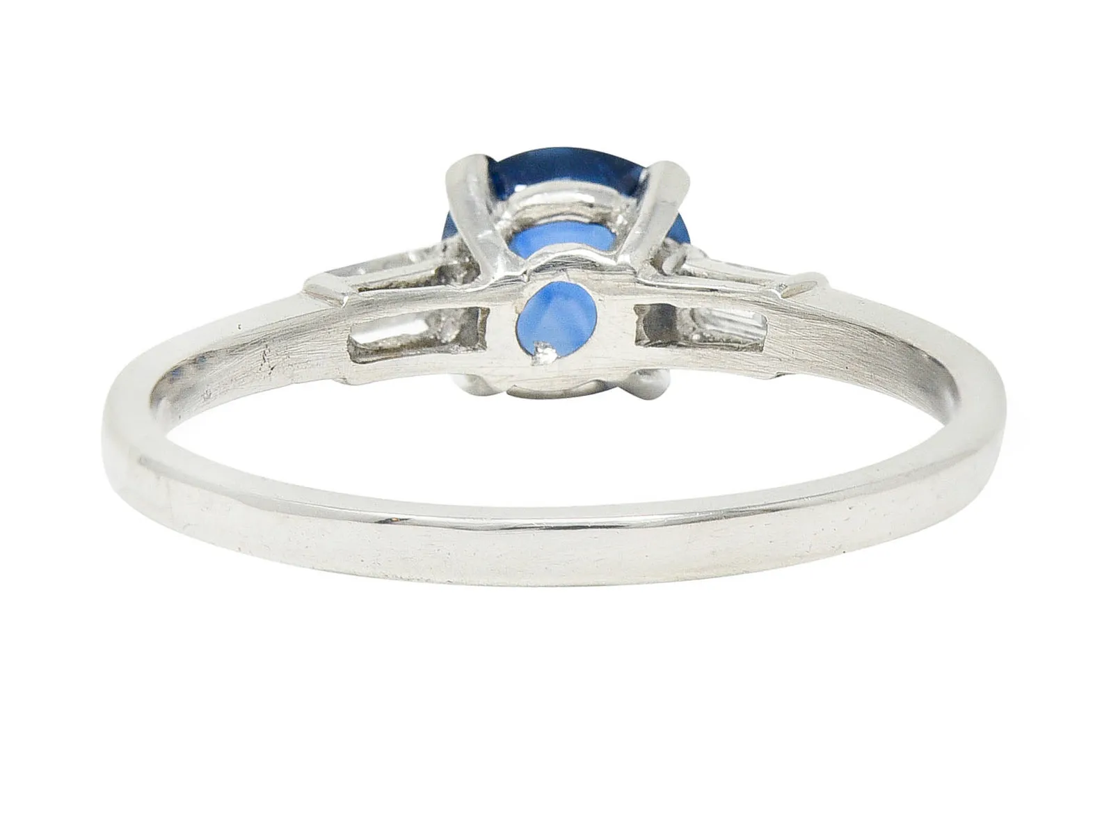 1950's Mid-Century No Heat Sapphire Platinum Ring GIA