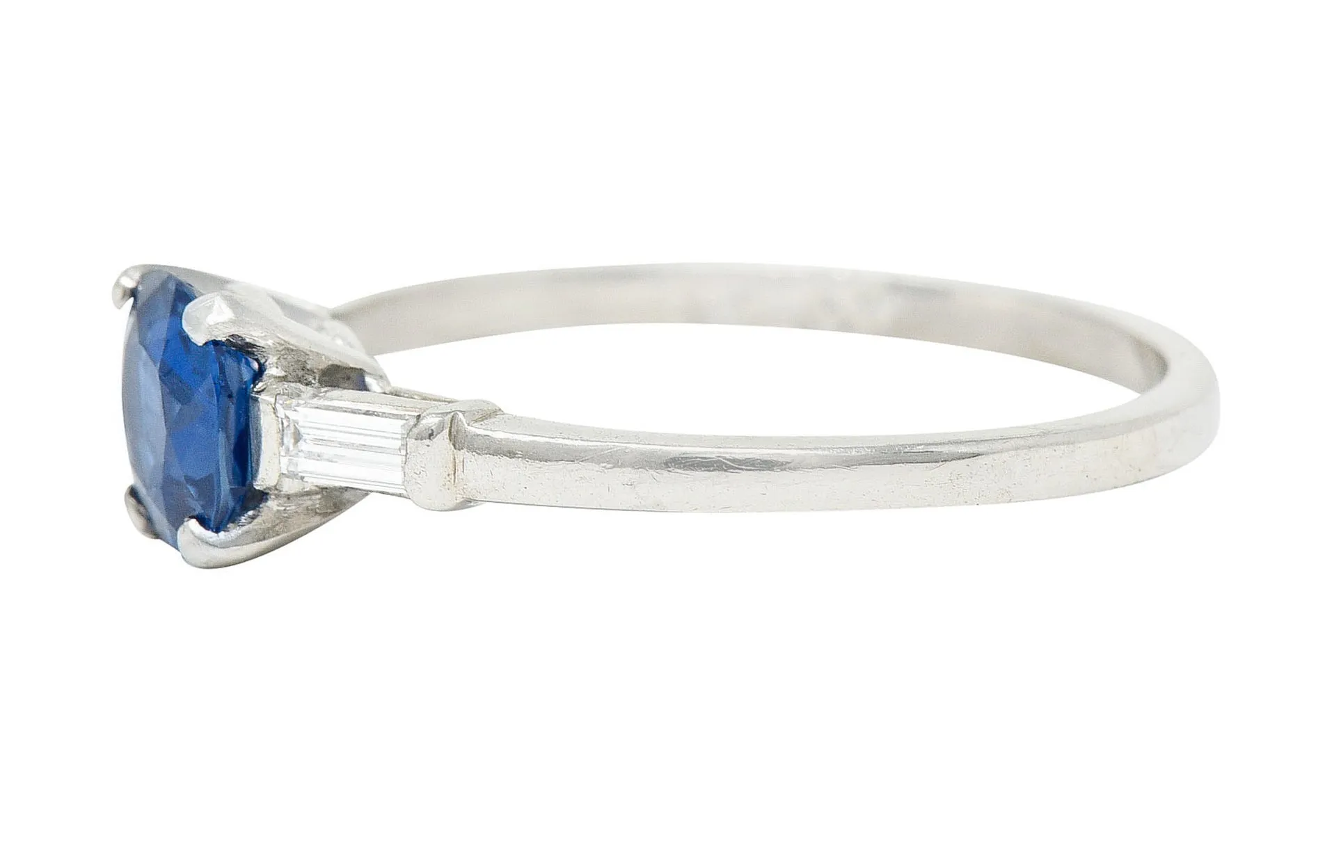 1950's Mid-Century No Heat Sapphire Platinum Ring GIA